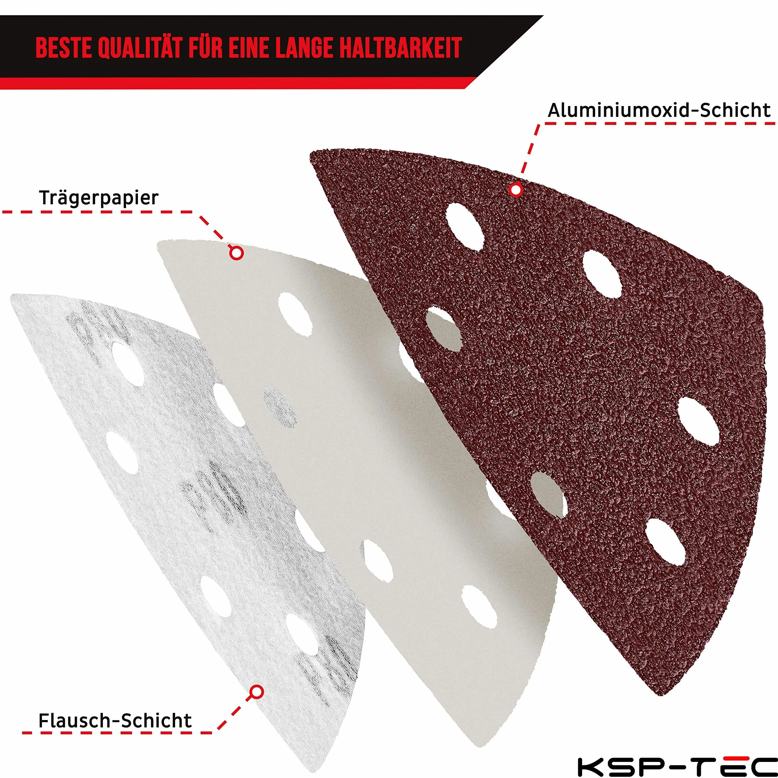 KSP-Tec 105 sztuk trójkątów szlifierskich Delta 93 x 93 x 93 mm papier ścierny na rzep