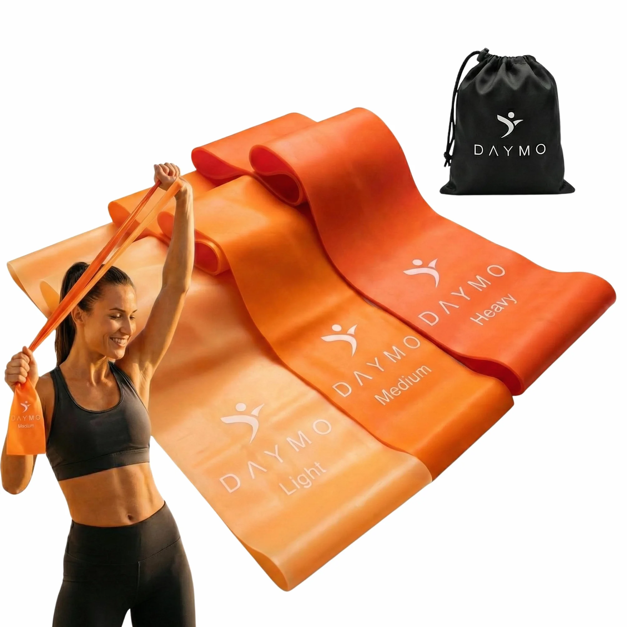 DAYMO Zestaw 3 taśm oporowych – taśmy fitness jako zestaw treningowy