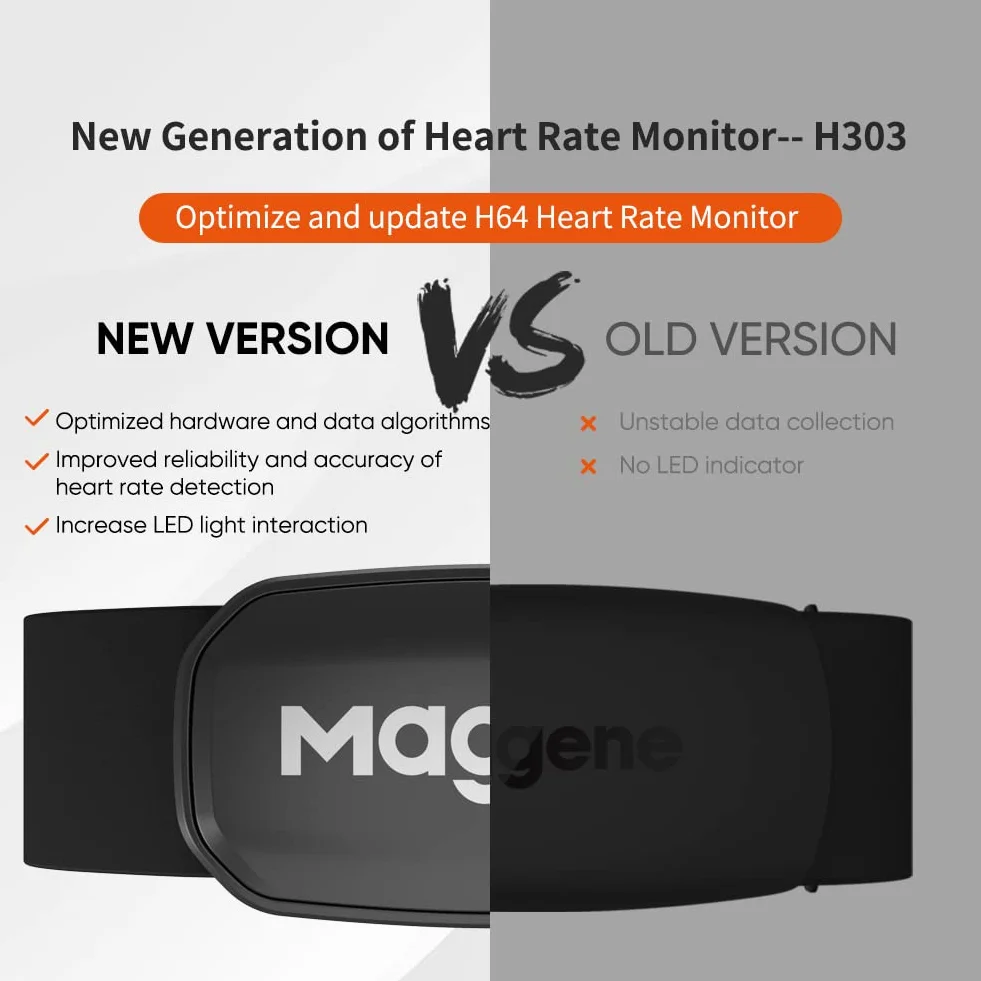 Magene HRM pulsometr, pas piersiowy, tracker fitness, IP67, wodoszczelny, obsługa Bluetooth 4.2 i ANT+, kompatybilny z Wahoo, Zwift, Strava, Elite HRV