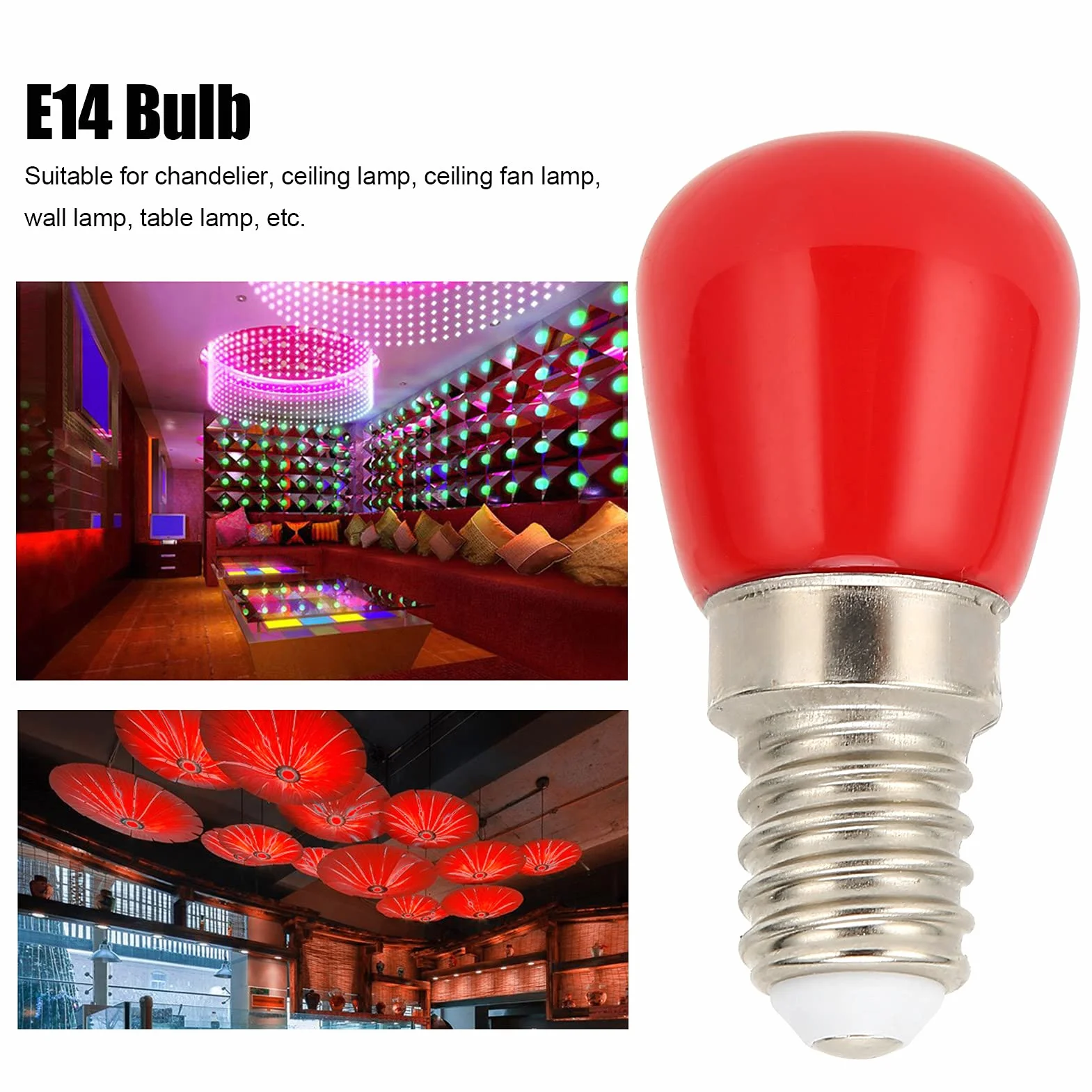 Yinhing Żarówka LED E14 3W 350 Lm 360 Stopni Bez Migotania czerwony