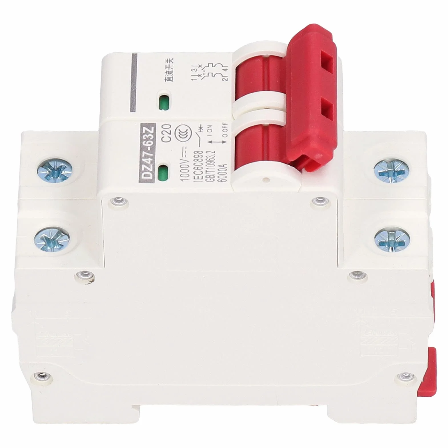 Wyłącznik Miniaturowy DC 2P 1000V 20A Solarny Izolator Fotowoltaiczny C20