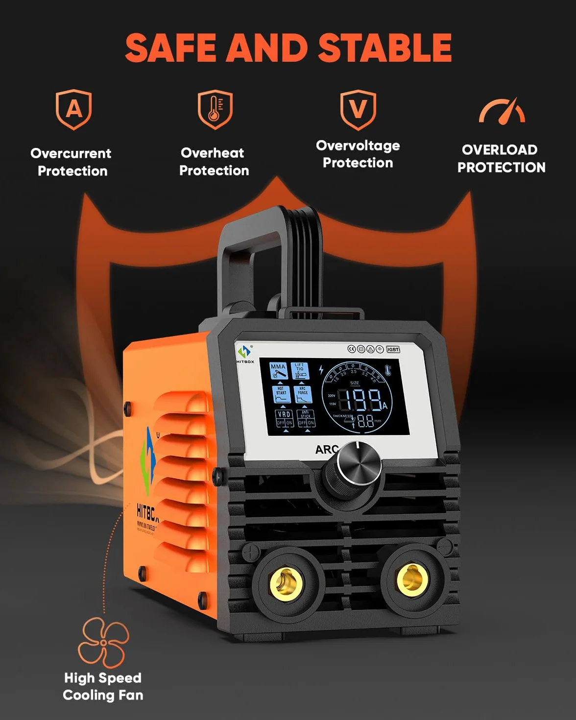 HITBOX Przenośny Spawarka Inverter 200A 2w1 MMA/Lift TIG ARC200S