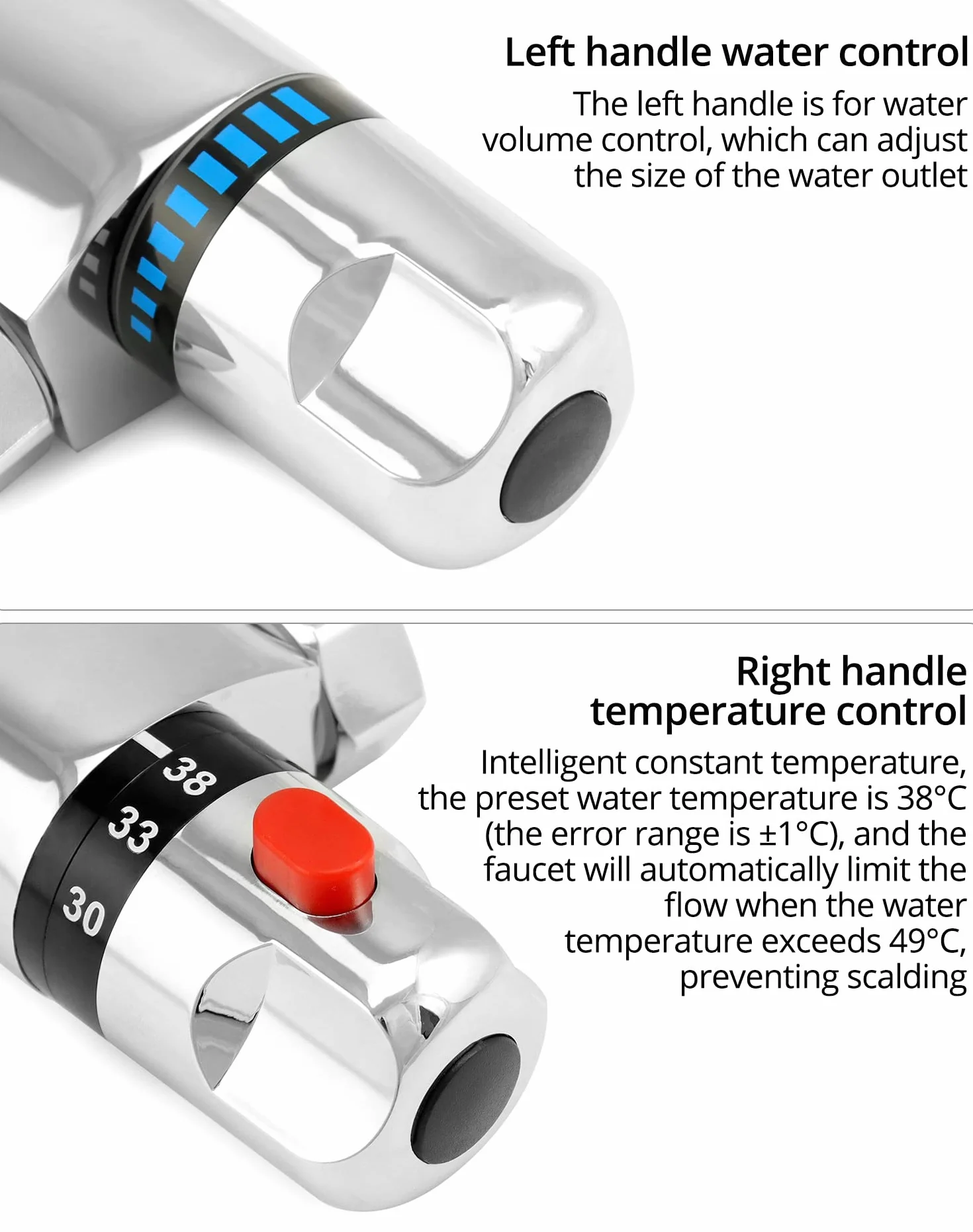 QWORK® termostatyczny kran prysznicowy, zawór G1/2" wylot, mosiężny mikser, stała regulacja temperatury do łazienki