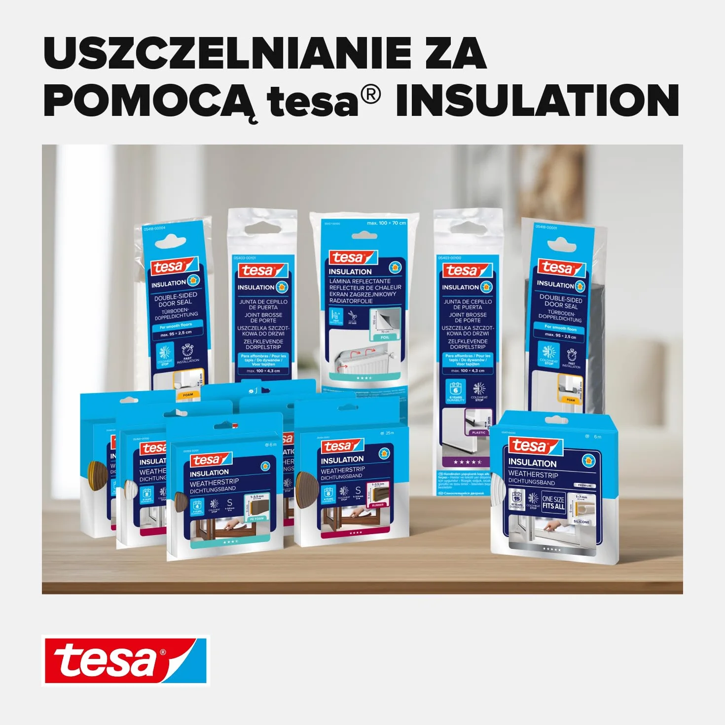 Tesamoll Thermo Cover folia izolacyjna do okien - przezroczysta folia do dodatkowej izolacji termicznej na okna - z praktycznym montażem na taśmę dwustronną - 5,0 m x 1,5 m