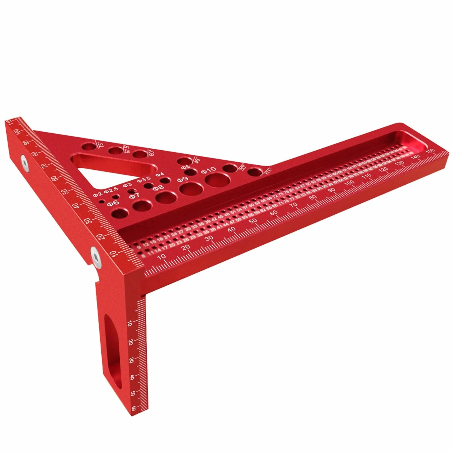 Metryczna Miarka Kątowa 3D 22,5/90 Stopni Trójkątna Linijka ze Stopu Aluminium Narzędzia do Obróbki Drewna