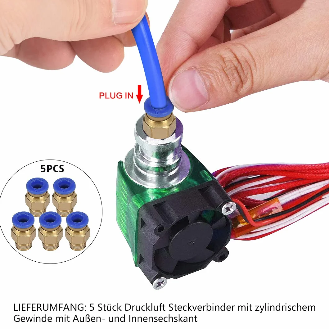Złącze wtykowe szybkozłącze pneumatyczne G1/8" x 6 mm 5 sztuk złączka śrubowa wtykowa