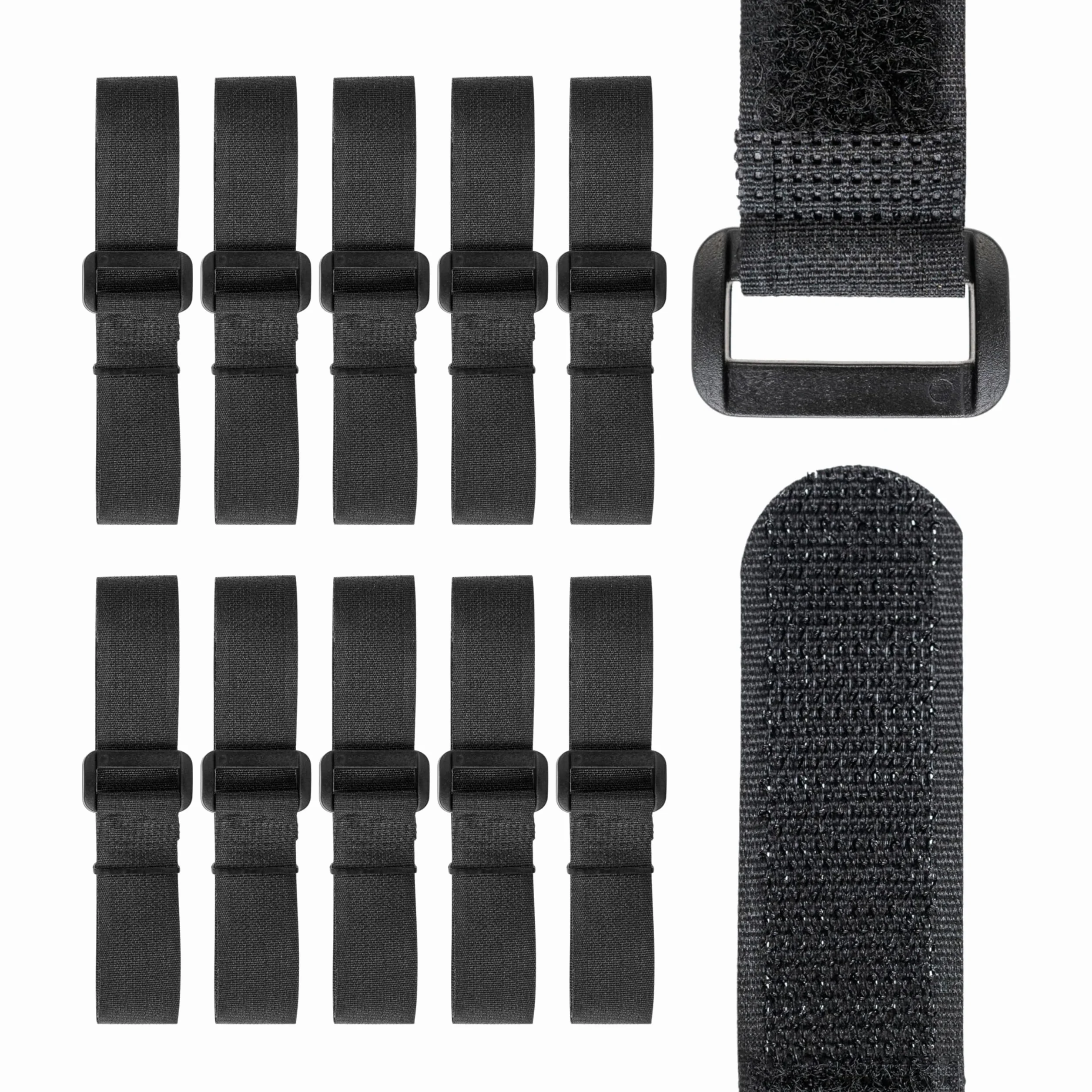 Opaski kablowe na rzep z klamrą 60 cm czarne nylon 10 sztuk wielokrotnego użytku