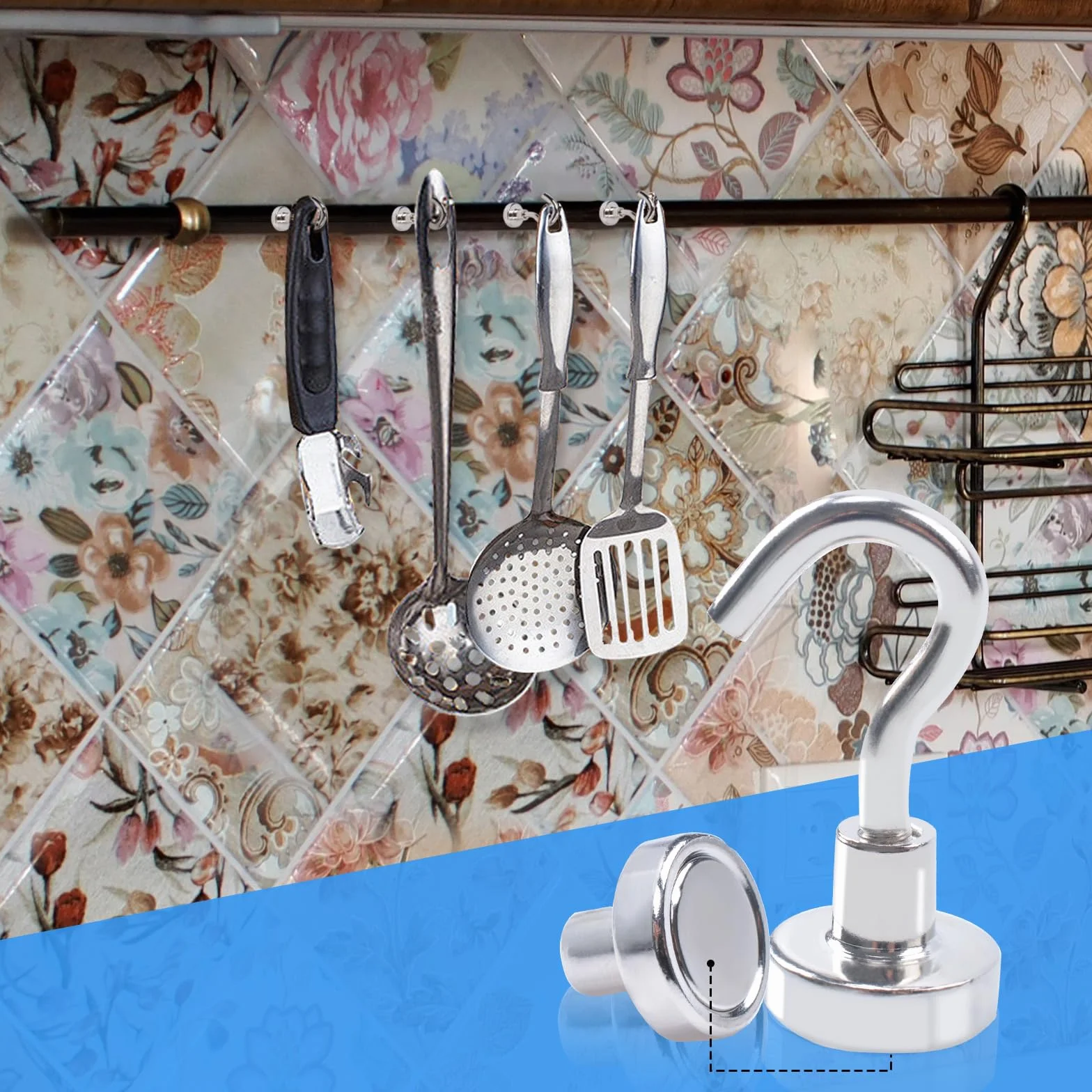 Magnesy neodymowe z haczykiem 16 mm mocne ciężkie na lodówkę