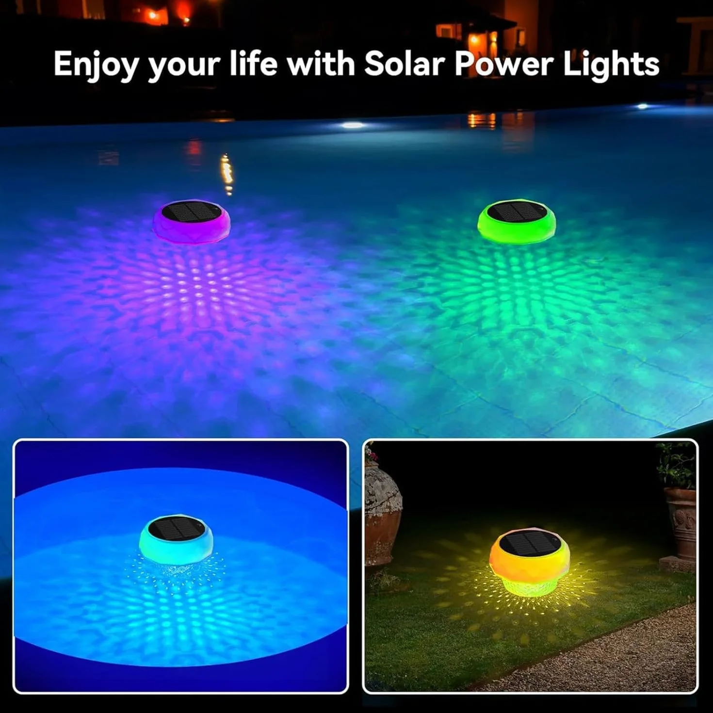 yowin Solarne lampy do stawu RGB LED IP68 pływające oświetlenie basenowe
