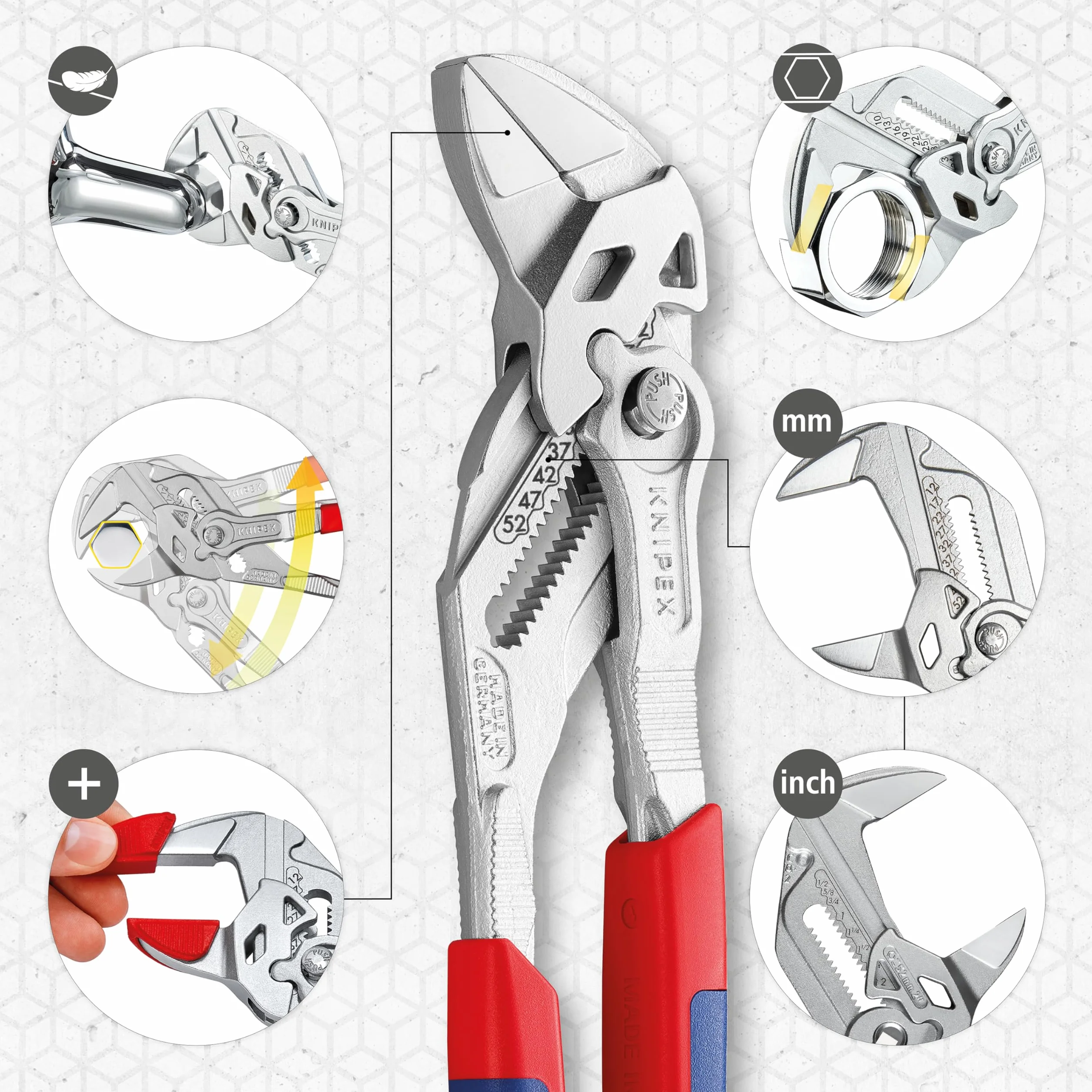 KNIPEX Szczypce-klucz 250 mm chromowany z osłonkami wielokomponentowymi 86 05 250