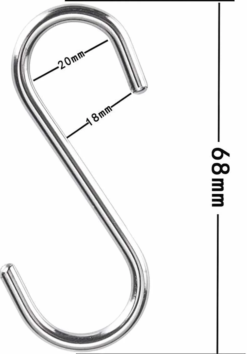 Haczyki w kształcie litery S ze stali nierdzewnej 304, 10 sztuk 7 cm, odporne na rdzę, do kuchennych koszy