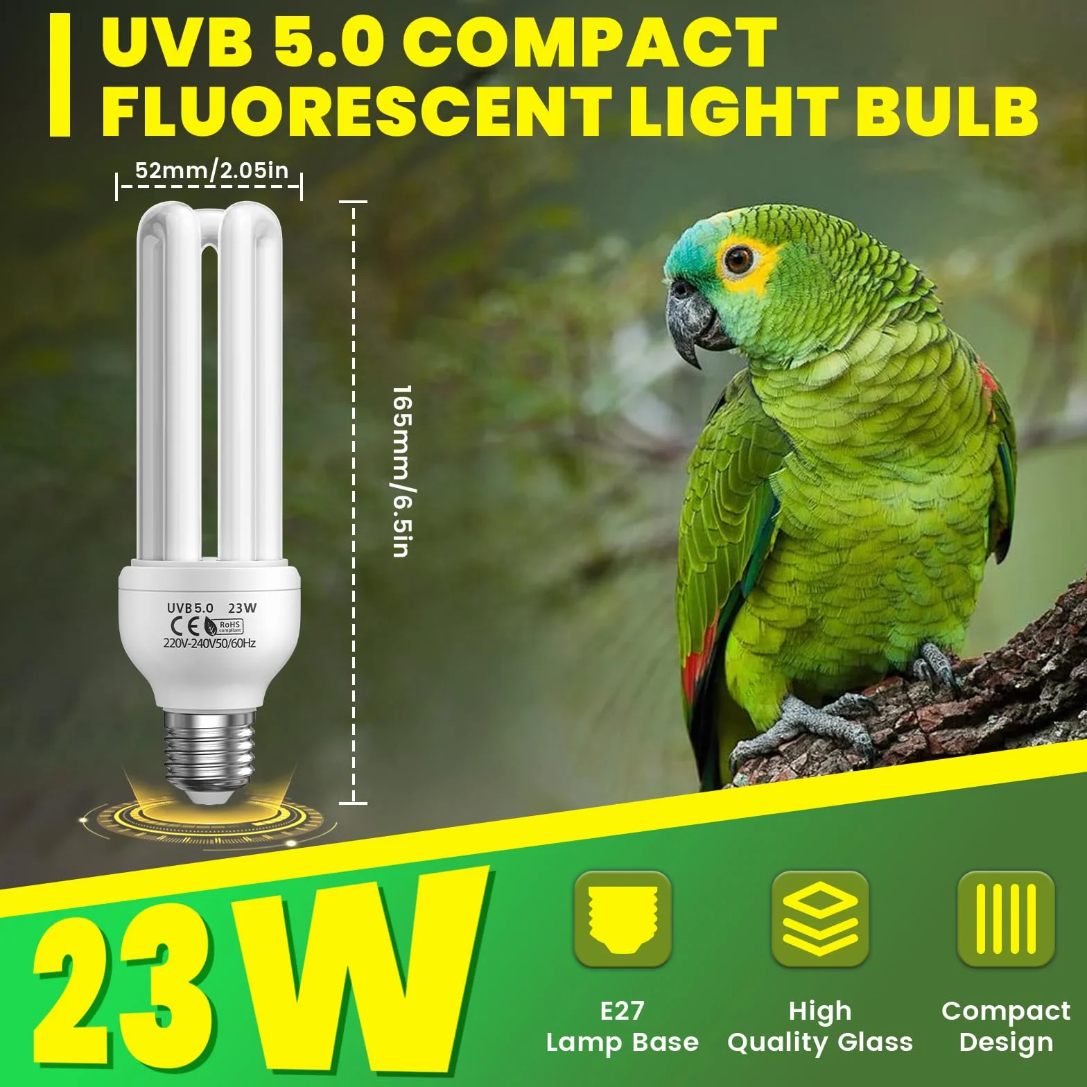 UVB 5.0 lampa dla ptaków E27 23W żarówka kompaktowa