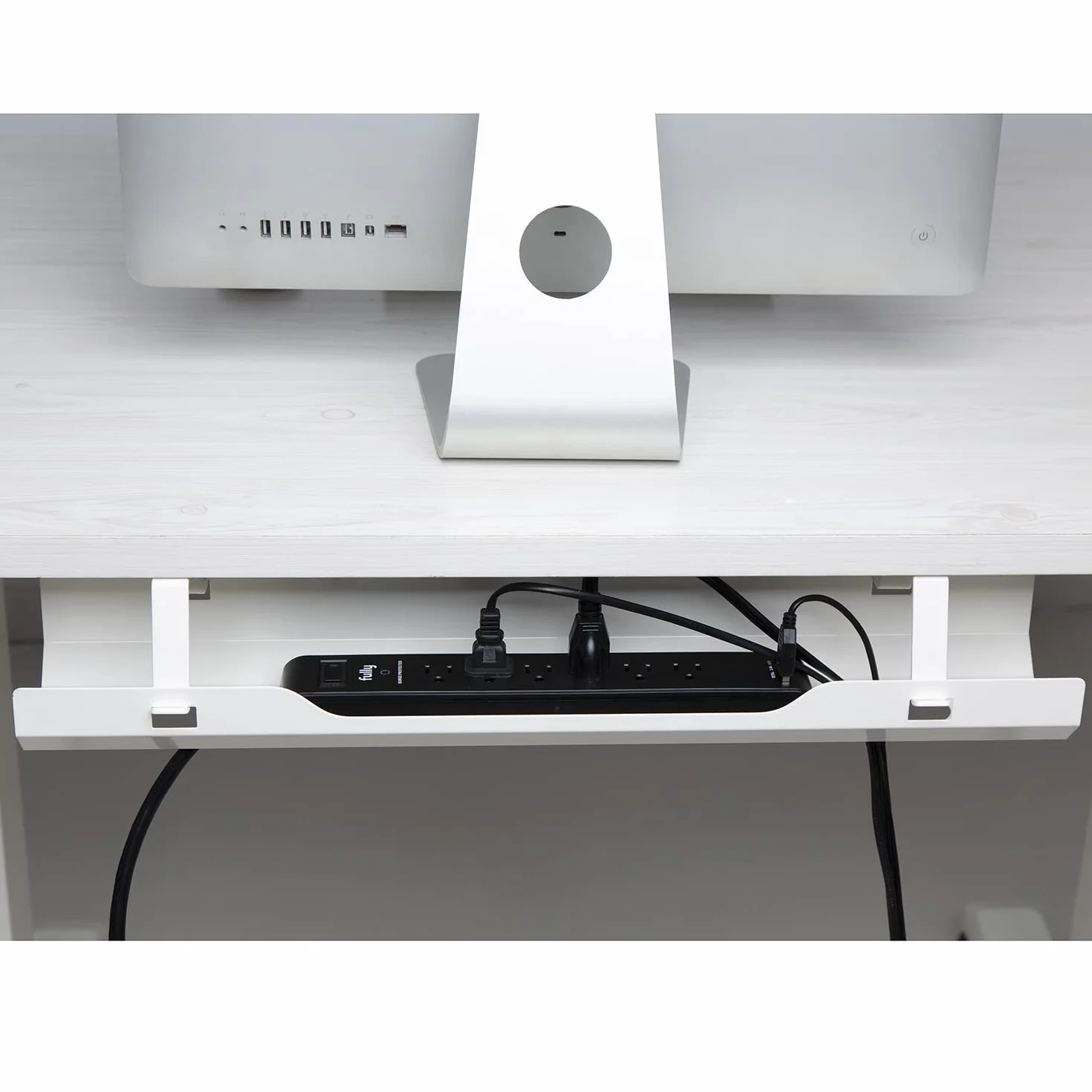 Organizer na Kable pod Biurko 60 cm Biały Uchwyt na Przewody