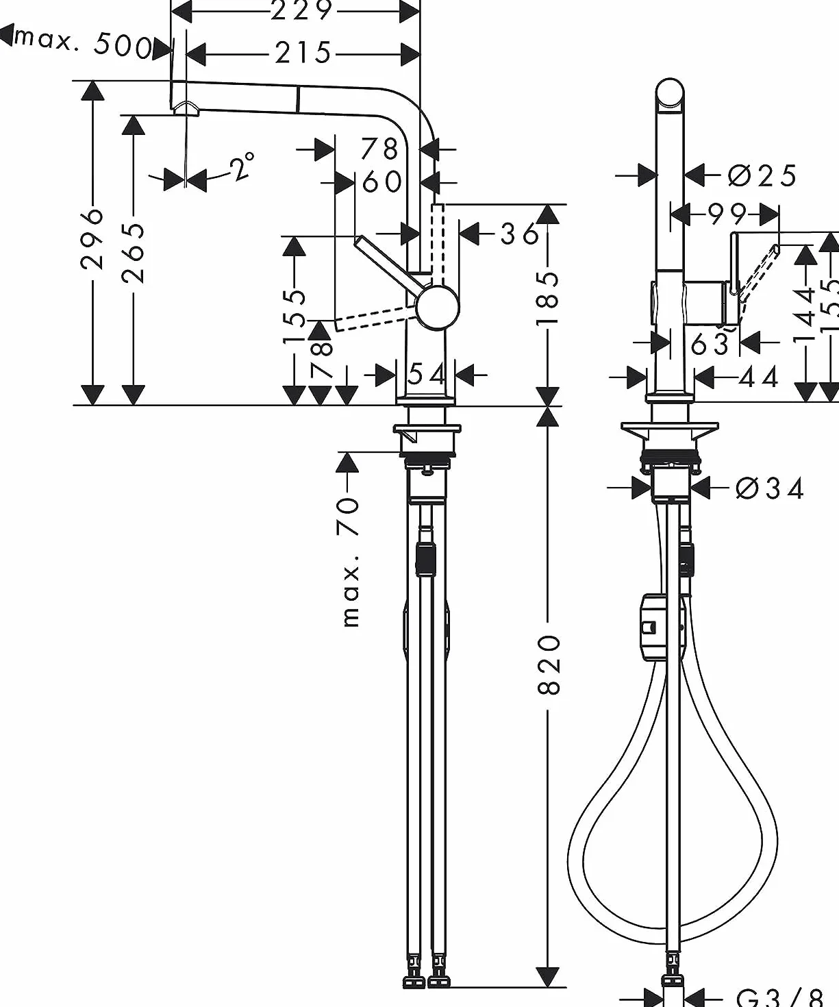 Hansgrohe Talis M54 Bateria Kuchenna 270 mm Srebrny