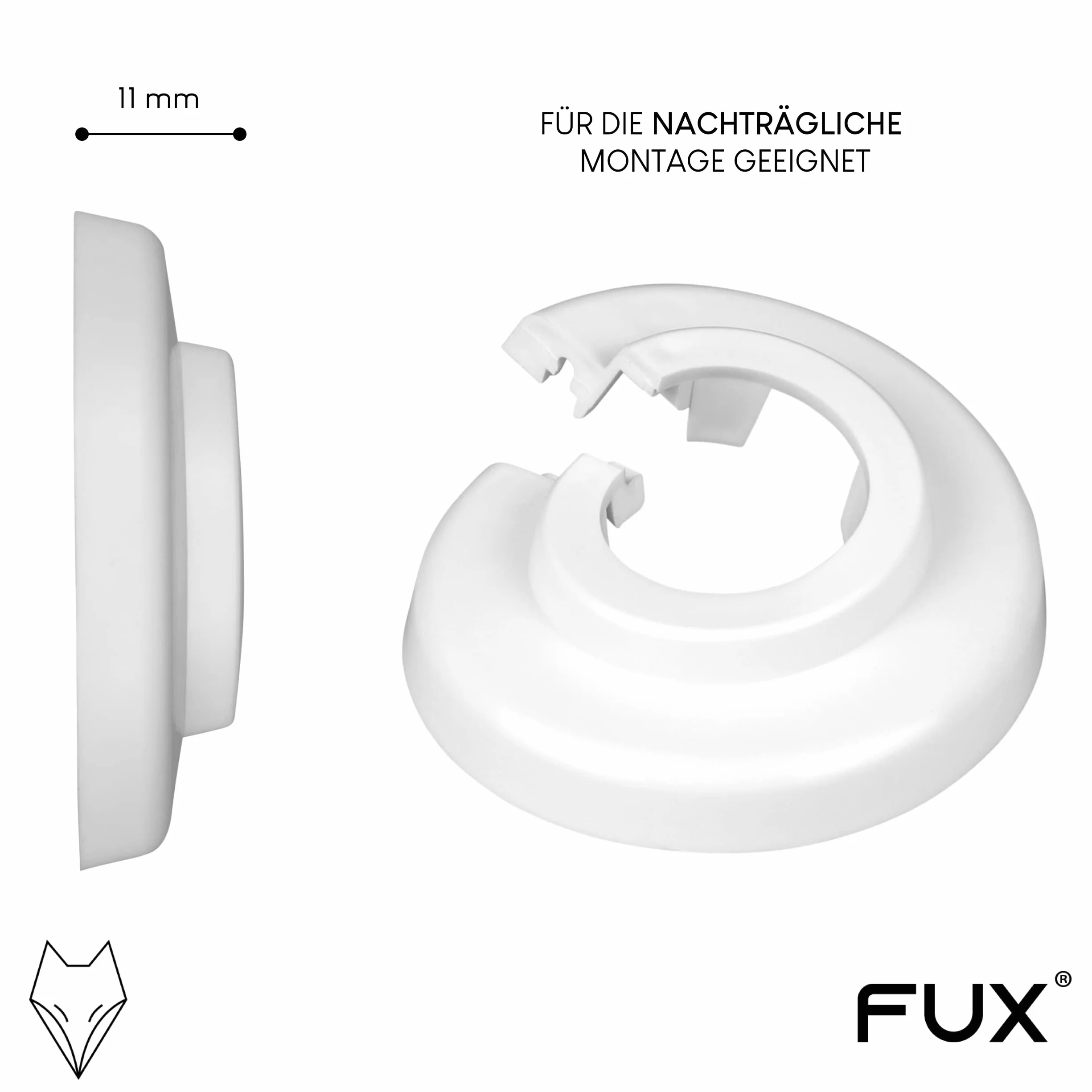 Osłony rur grzejnikowych FUX 22 mm białe pojedyncze kołnierze