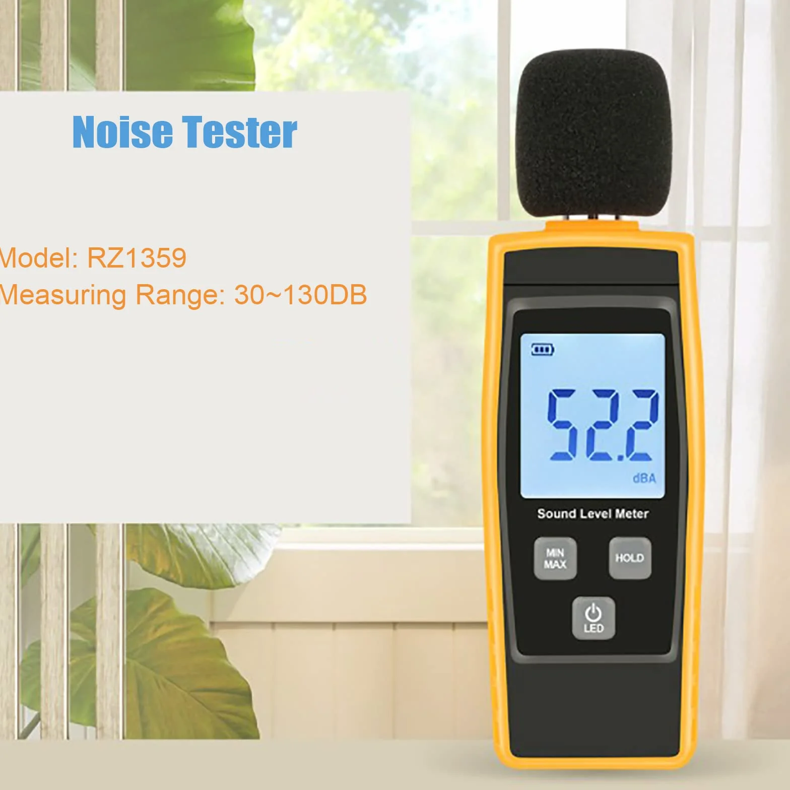 Akozon GM1359 cyfrowy miernik poziomu dźwięku LCD decybeli DB tester hałasu