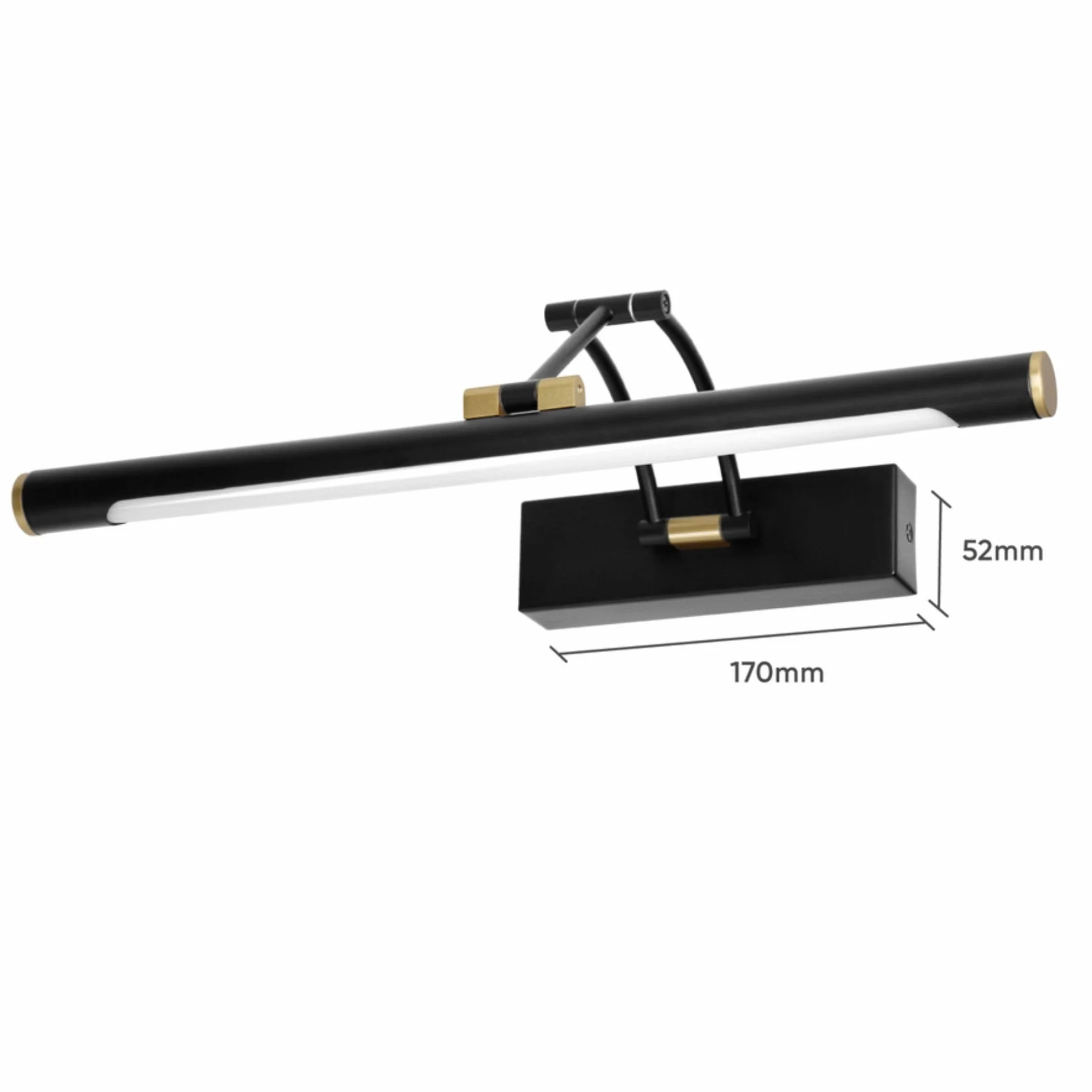 Lampa nad Lustro Kinkiet Łazienkowy IP44 Czarny 40cm 7W 770lm Neutralny Biały