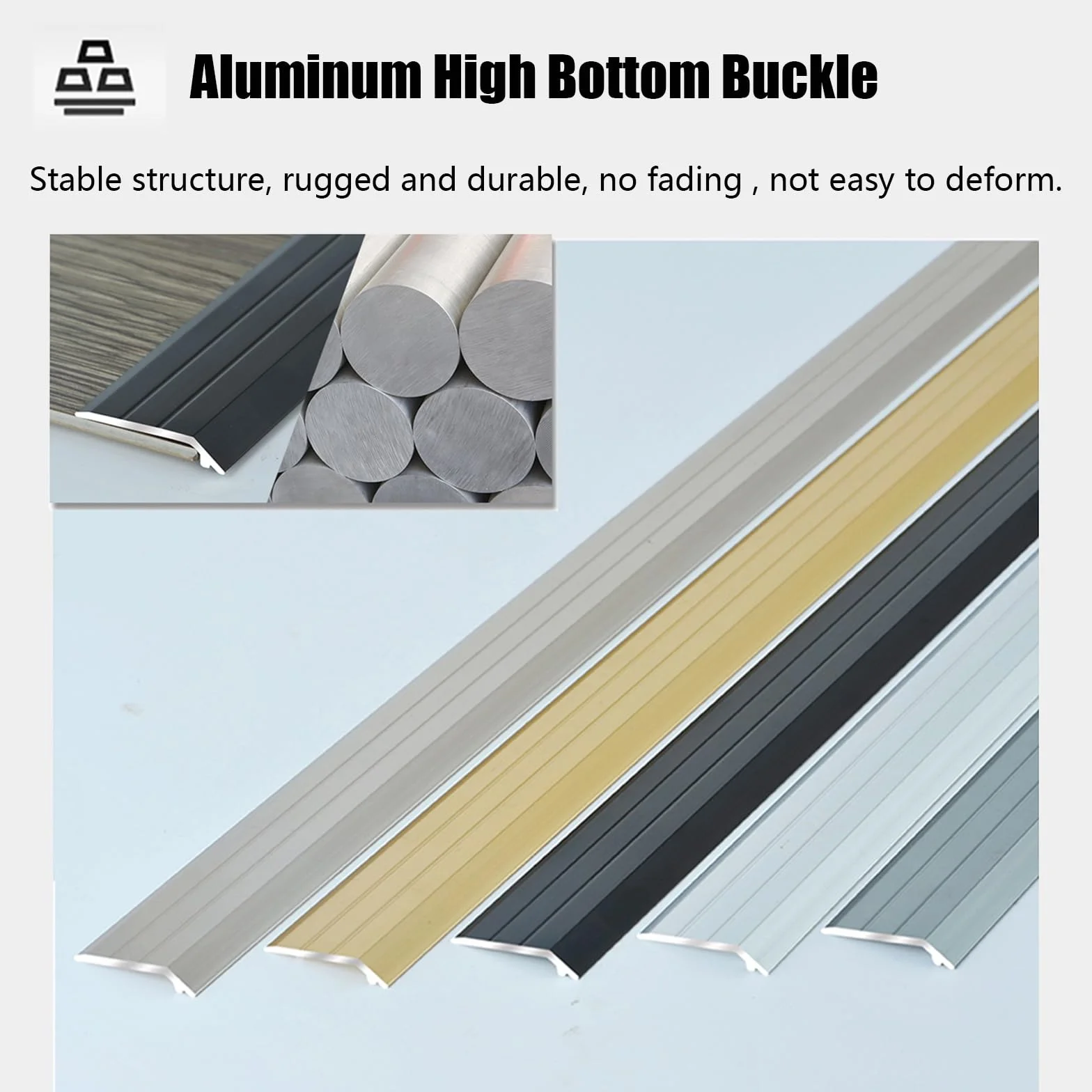 Listwa progowa Metalowa aluminiowa płaska listwa przejściowa/reduktor do drzwi, wykładziny, płytki podłogowej z twardego drewna, osłona szwu 2-5 mm czarny