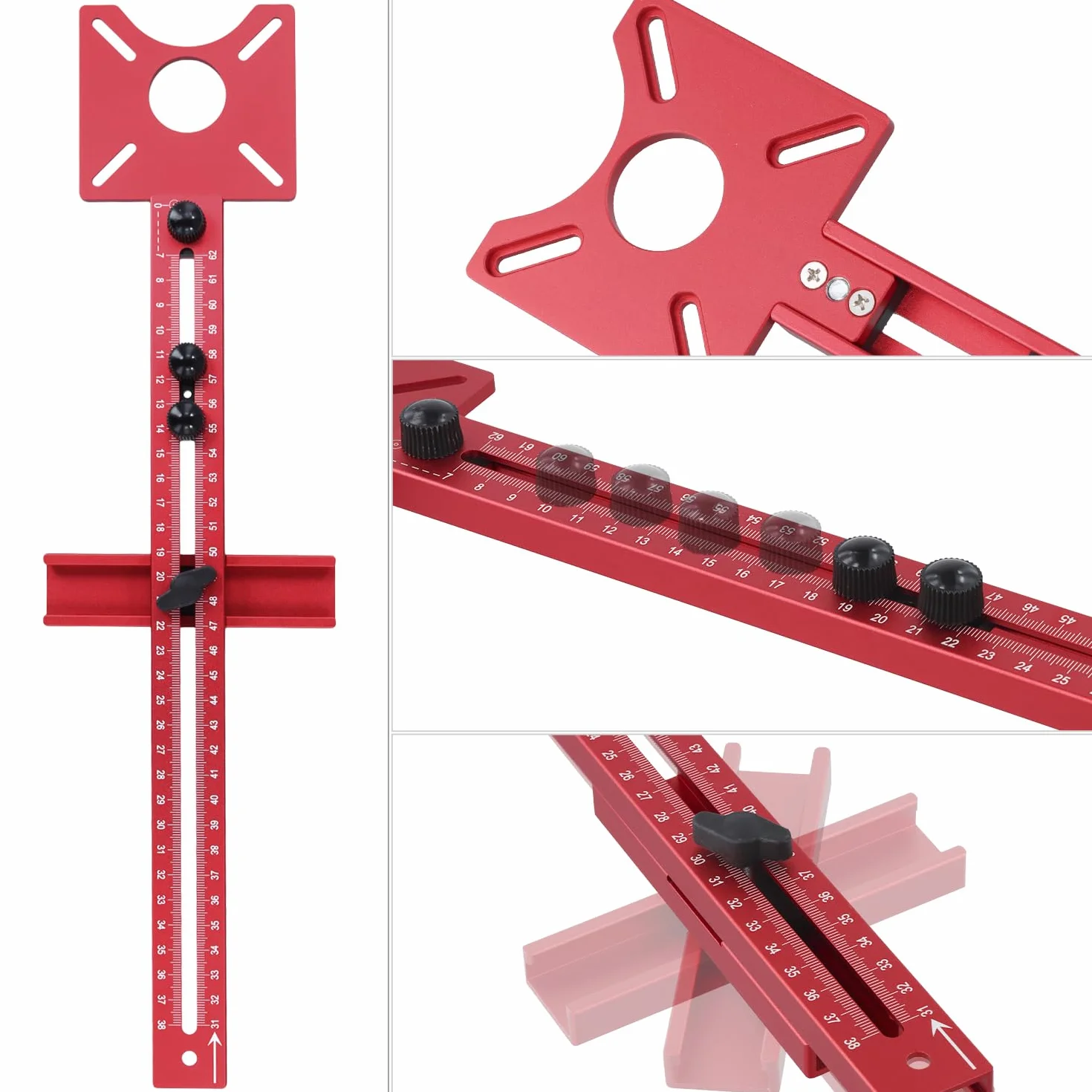 QWORK® Regulowany aluminiowy kompas frezowy, promień 90-370 mm, kompatybilny z Makita