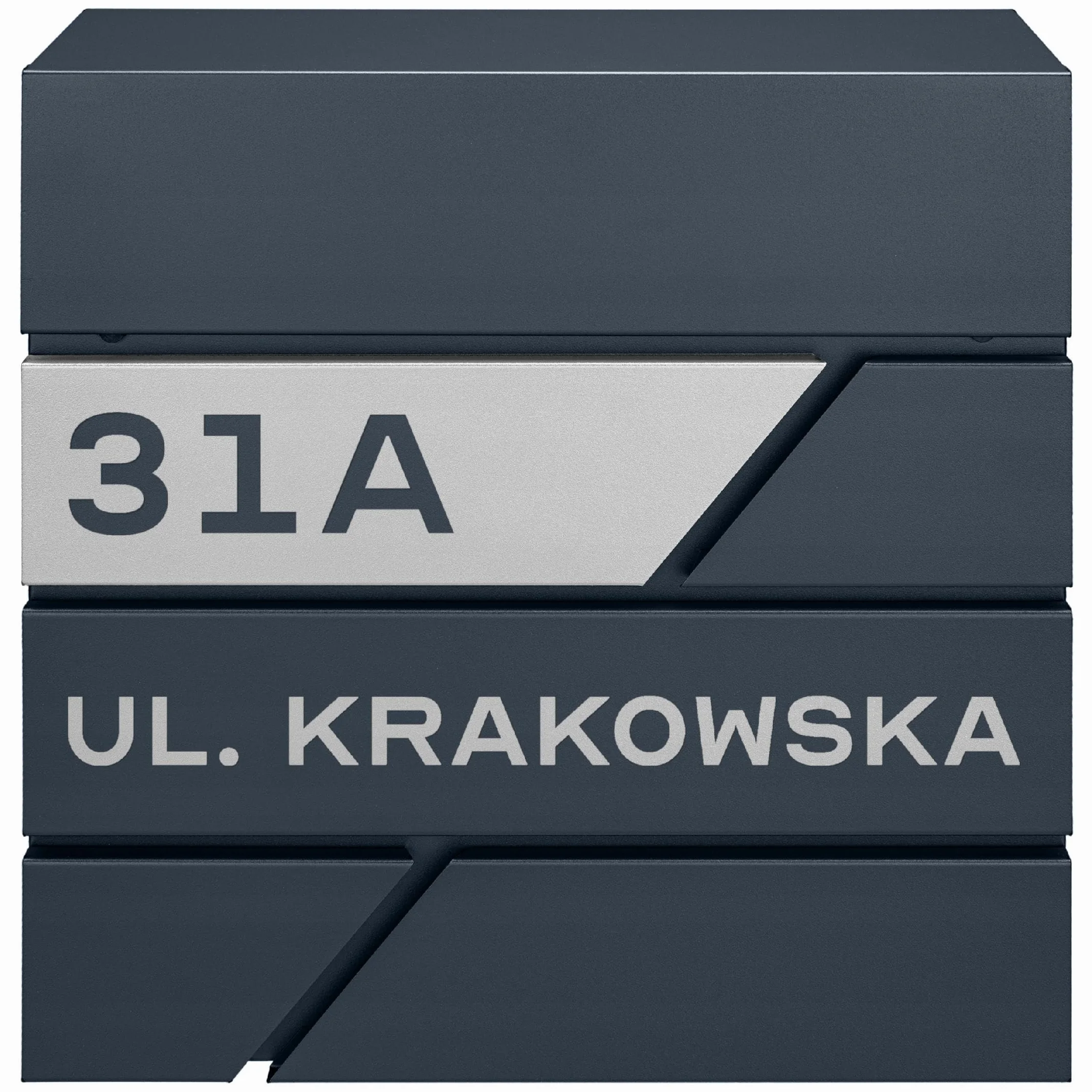 Antracytowa skrzynka pocztowa na listy wzór napis