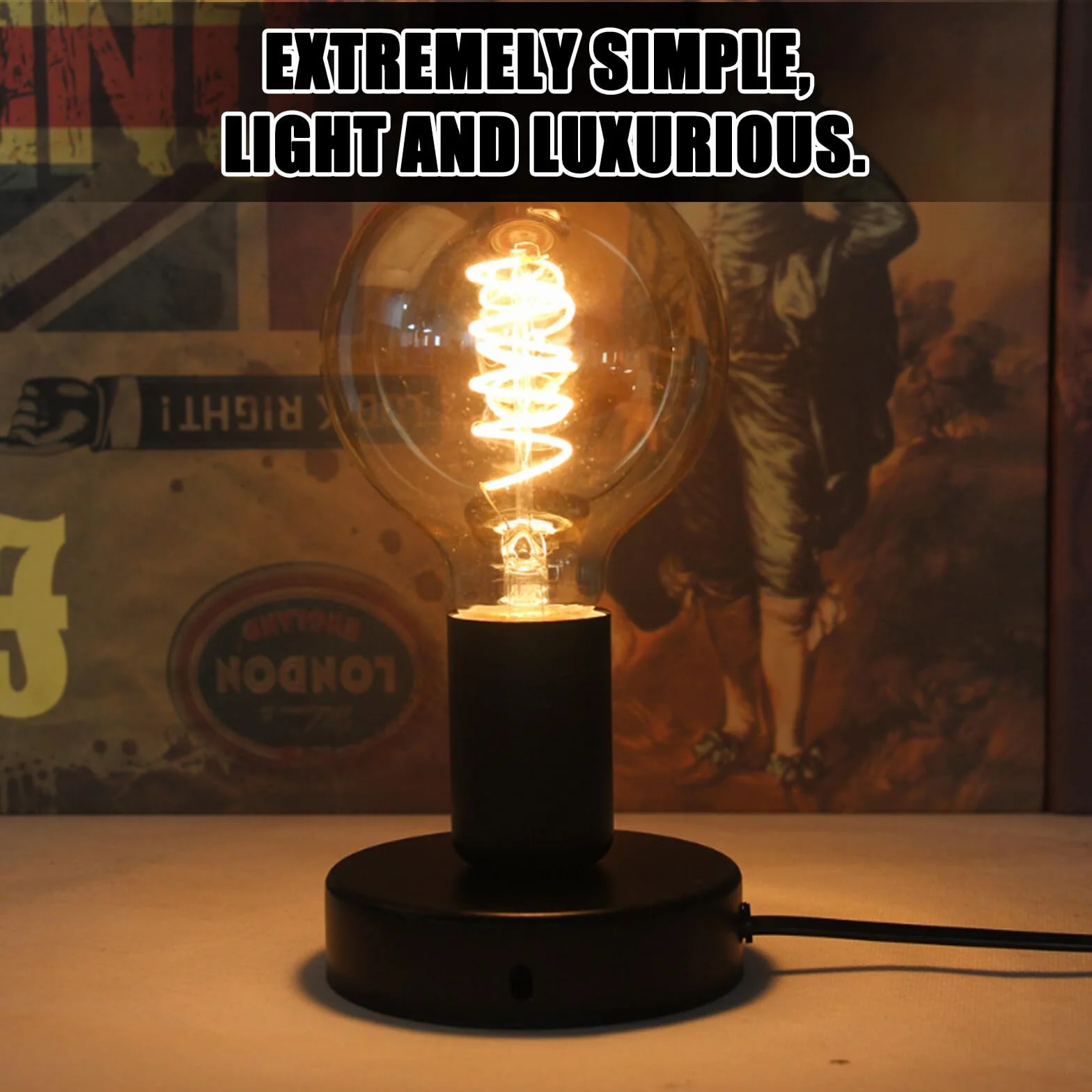 Lampa biurkowa oprawka E27 z przełącznikiem kablowym: lampa stołowa w stylu vintage, przemysłowa lampa biurkowa E27 z wtyczką, do dekoracji domu, kawiarni, baru, czarna (bez lampy)