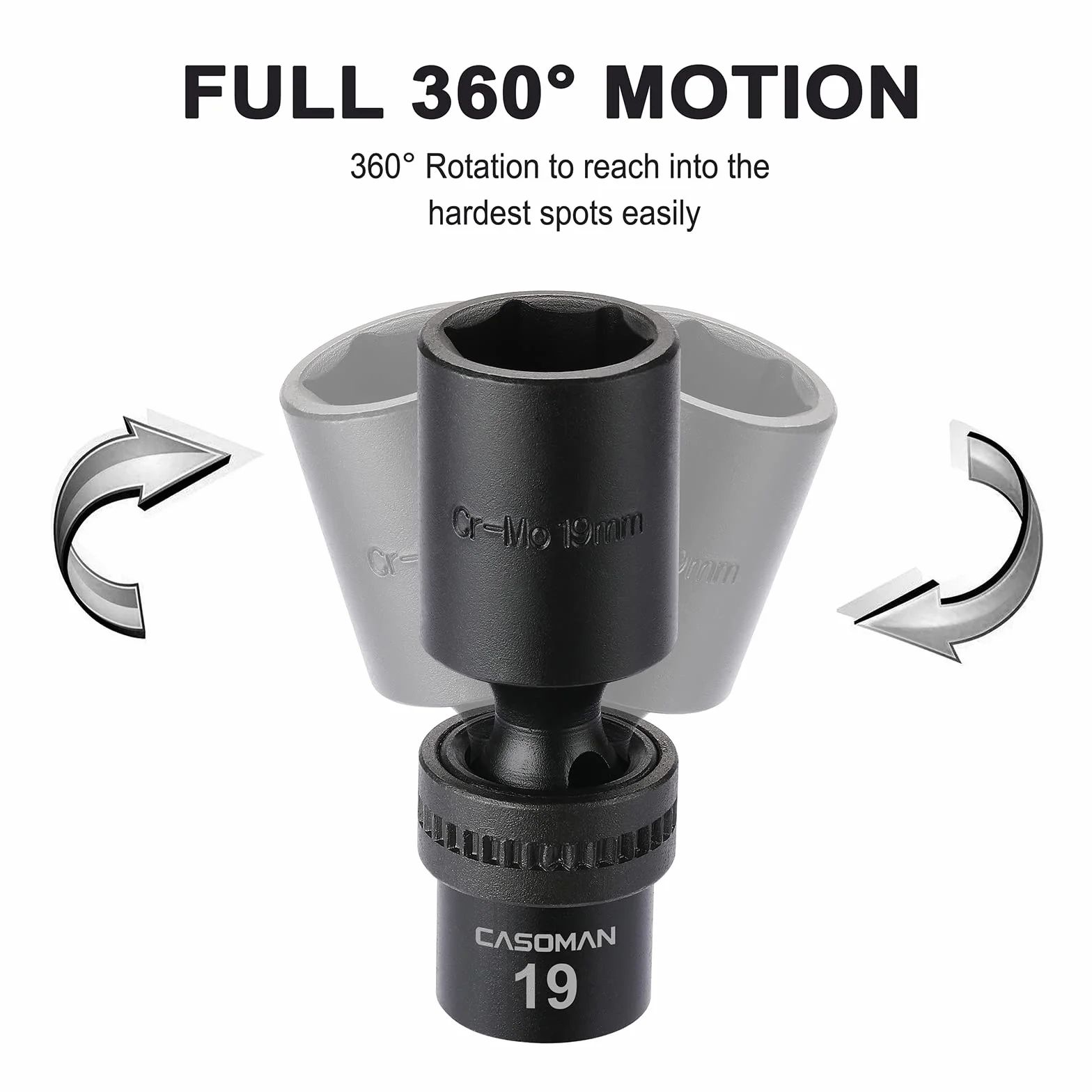 CASOMAN 3/8" Drive Deep Standard zestaw nasadek udarowych 6-punktowy CR-MO metryczny 10-19 mm