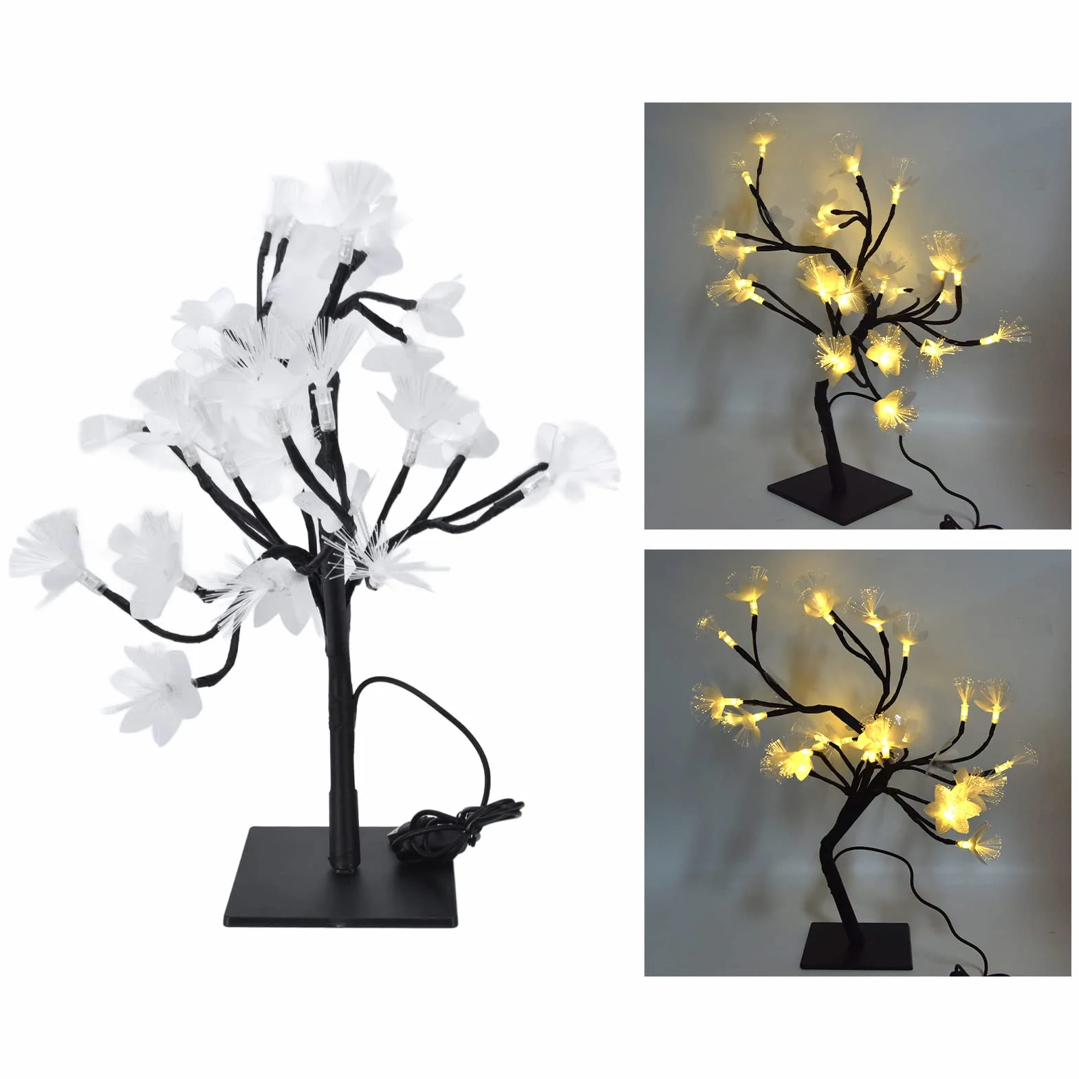 Światłowodowa Drzewna Bonsai 24LED USB Symulacja Kwiat Światło Dekoracji Sypialni