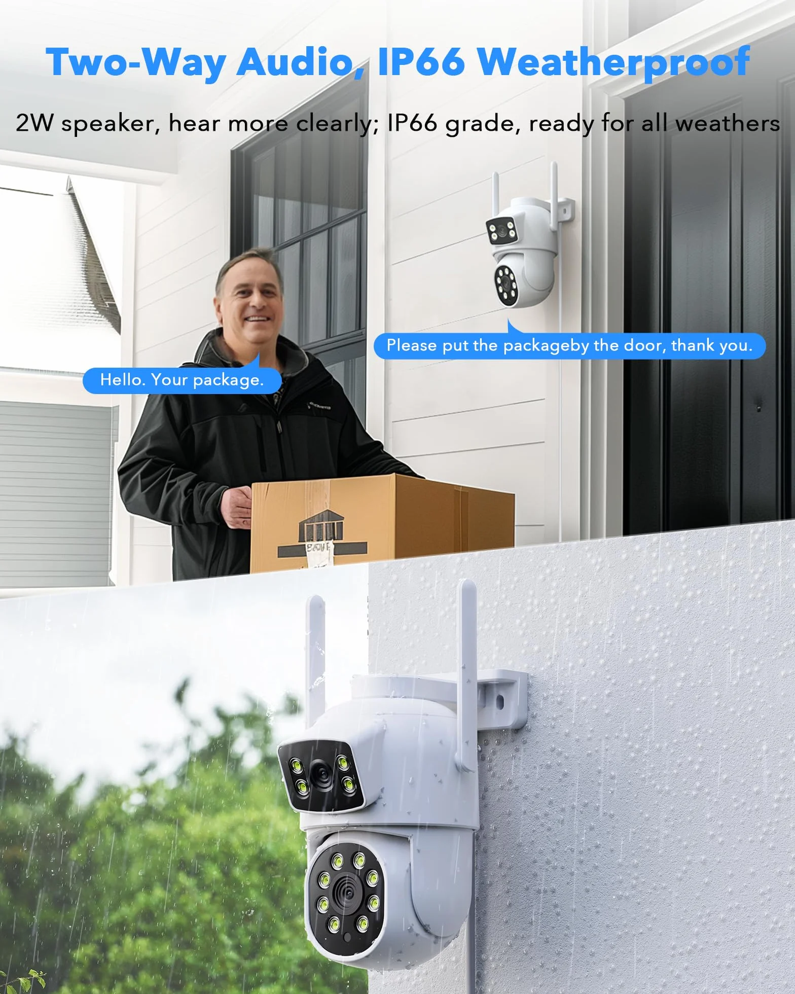 Camcamp Zestaw kamer monitoringowych 10" ekran WLAN WiFi 2,4/5GHz 10CH NVR 4x 2K 360° PTZ podwójny obiektyw kolorowa noktowizja