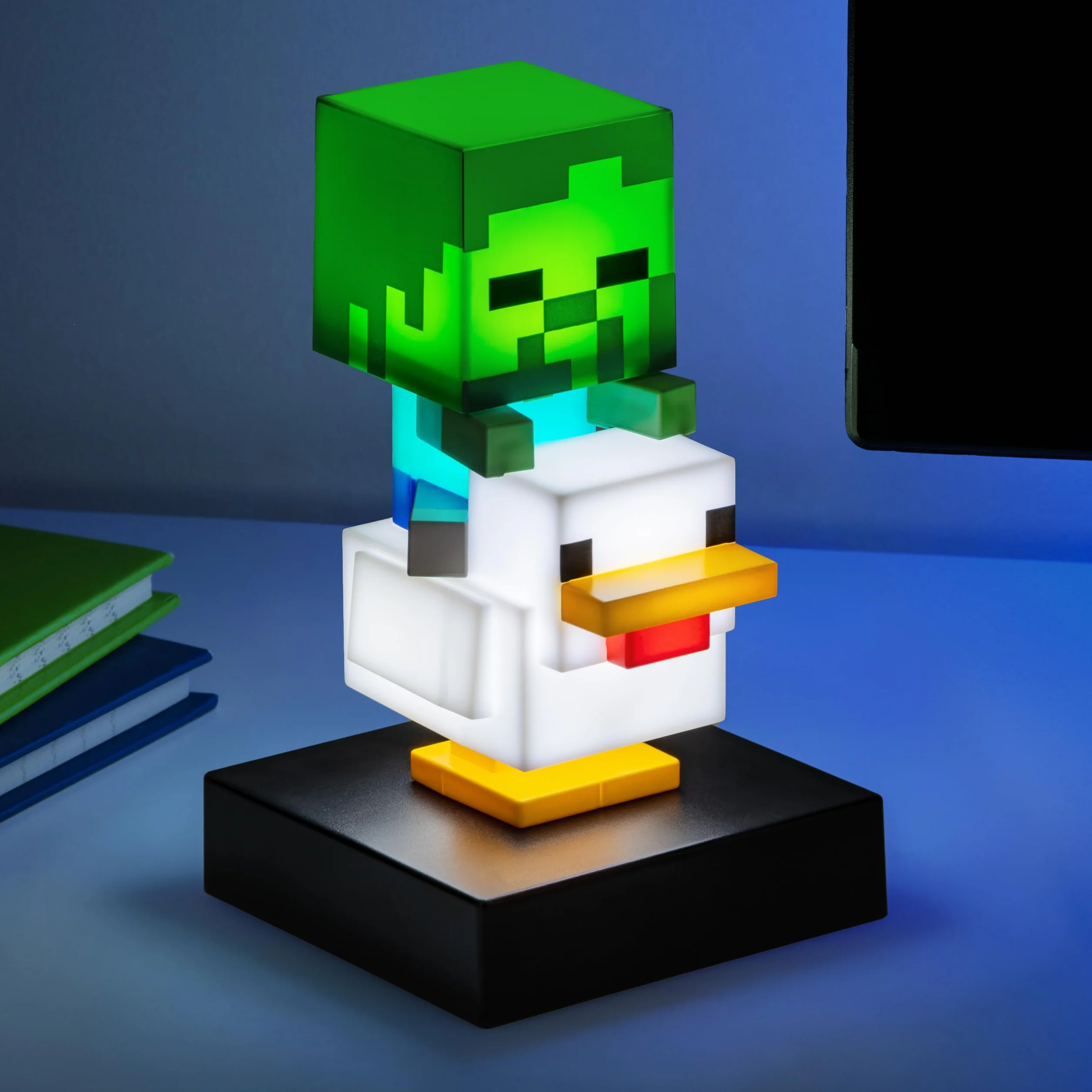 Paladone Minecraft Chicken Jockey Icon Light, podświetlana figurka 12 cm, lampa do sypialni dla graczy