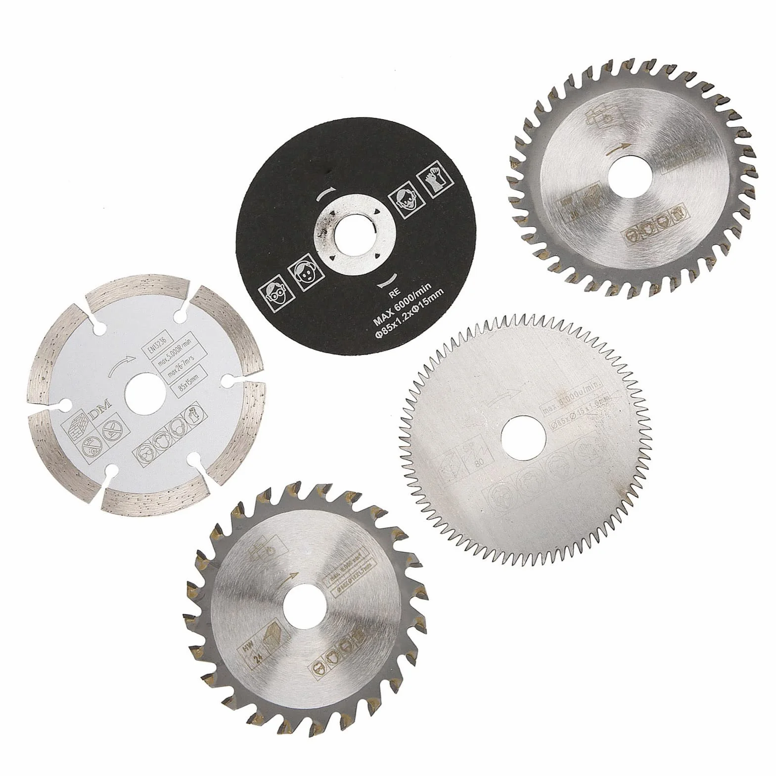 Generic 85mm średnica Wewnętrzna 15mm Brzeszczot z Węglika Tarczowego Szybka Tarcza Tnąca 5 Sztuk