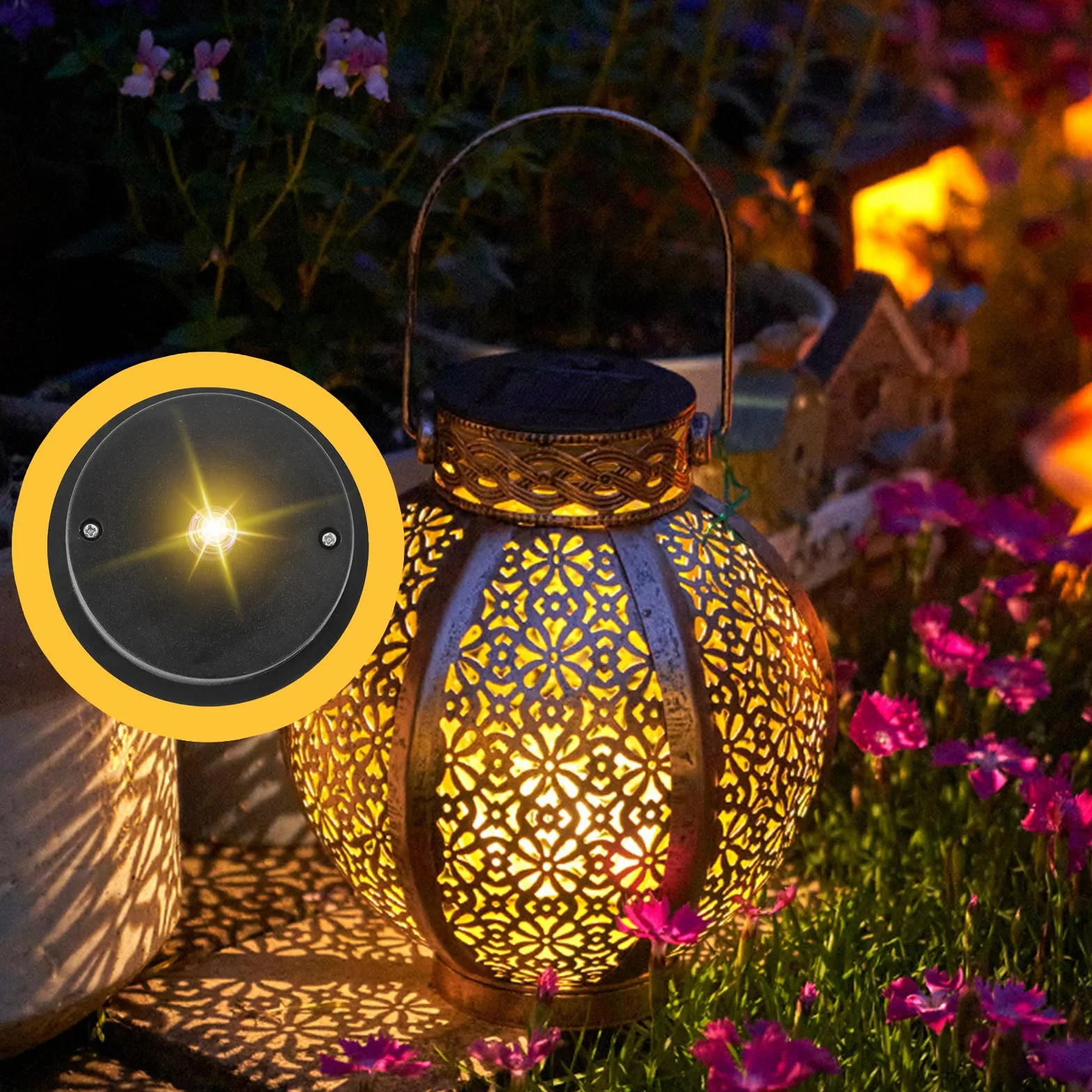 4 sztuki części zamiennych do lamp solarnych, górna część zamienna lamp solarnych, pokrywa solarna z LED ciepłą białą do słoików, do latarni solarnych, solarnych lamp ogrodowych i DIY (7 cm)