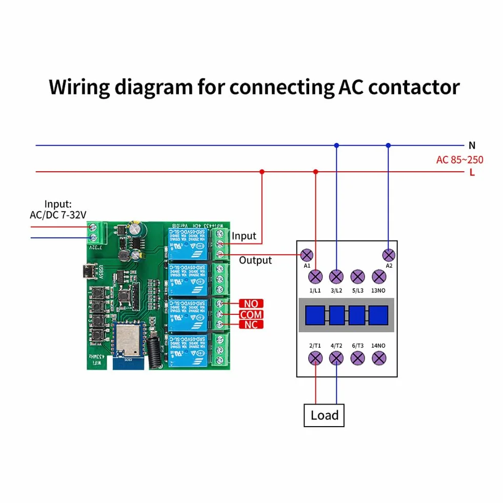 4CH Tuya WiFi inteligentny przełącznik 7-32 V 5 V 2,4 G WiFi moduł automatyki domowej do IFTT
