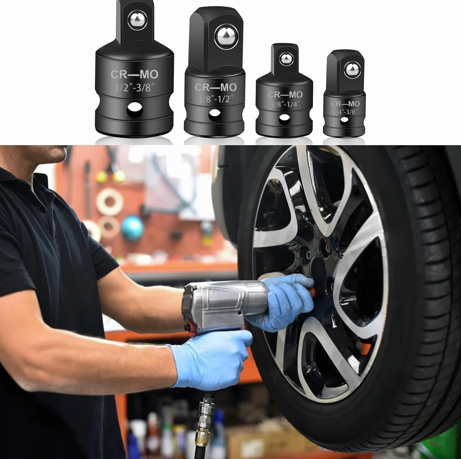 Alrens Zestaw 4 adapterów kątowych do kluczy nasadowych