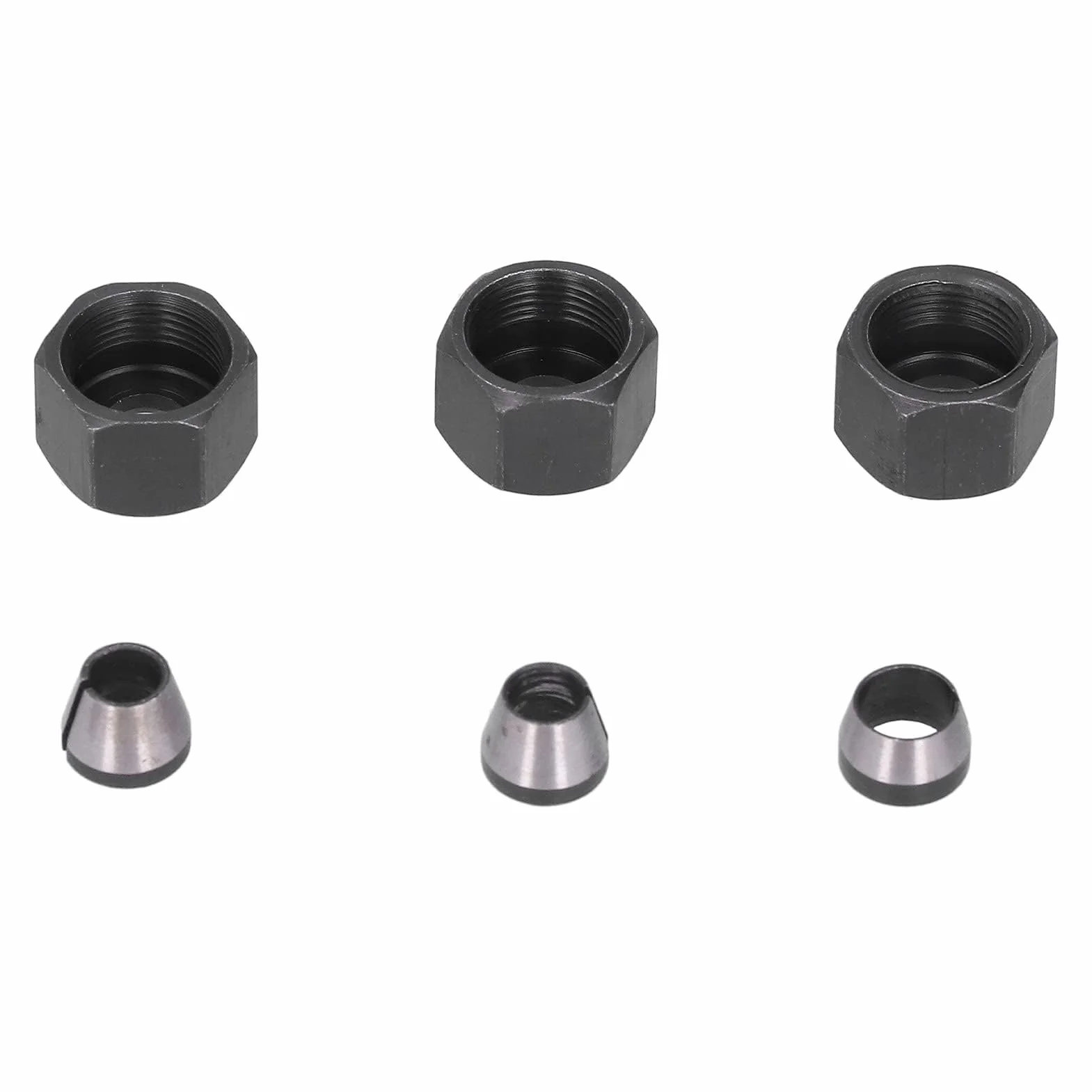 Adapter Zaciskowy Router Collet 6mm 6.35mm 8mm Zestaw z Nakrętką Uchwyty ze Stali Węglowej do Trymera Grawerka