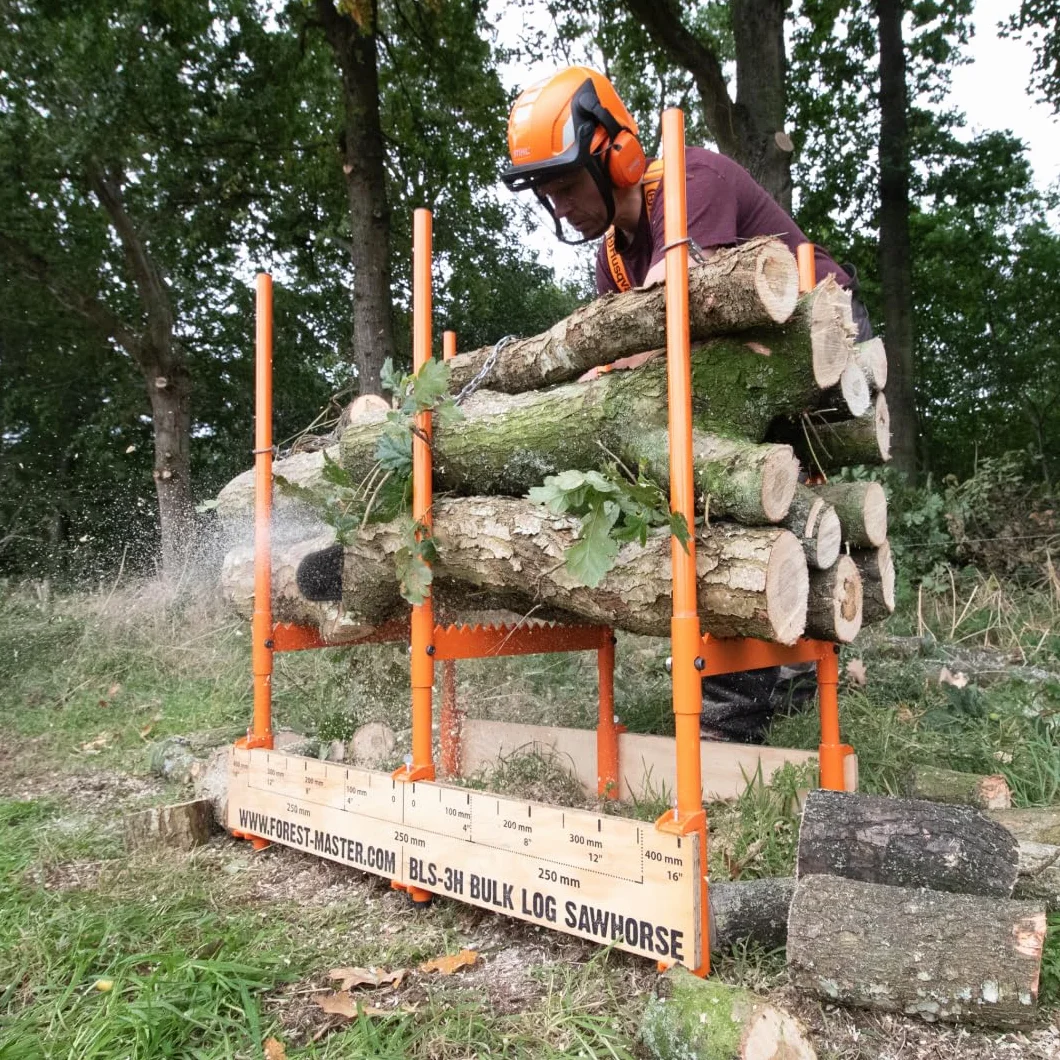Forest Master BLS-3H Koźlik do Drewna, Udźwig 250 kg, Składany, Potrójne Samozaciskowe Łańcuchy
