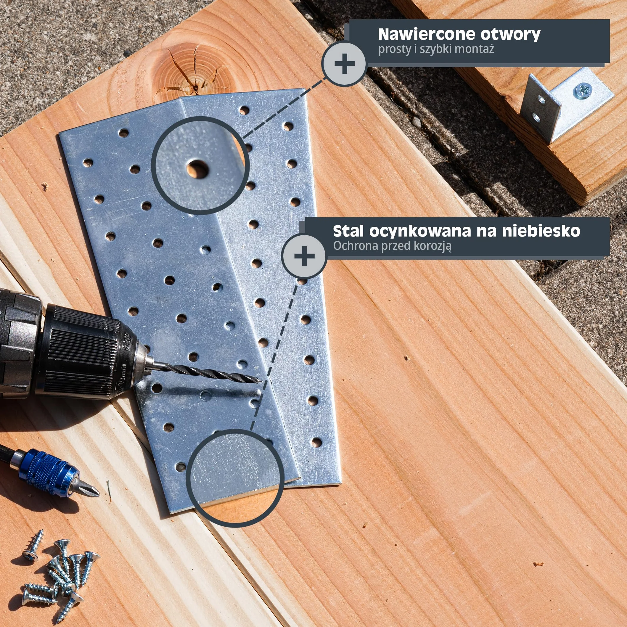 Płyt perforowanych 40 x 100 mm ocynkowane łączniki do drewna 12 sztuk