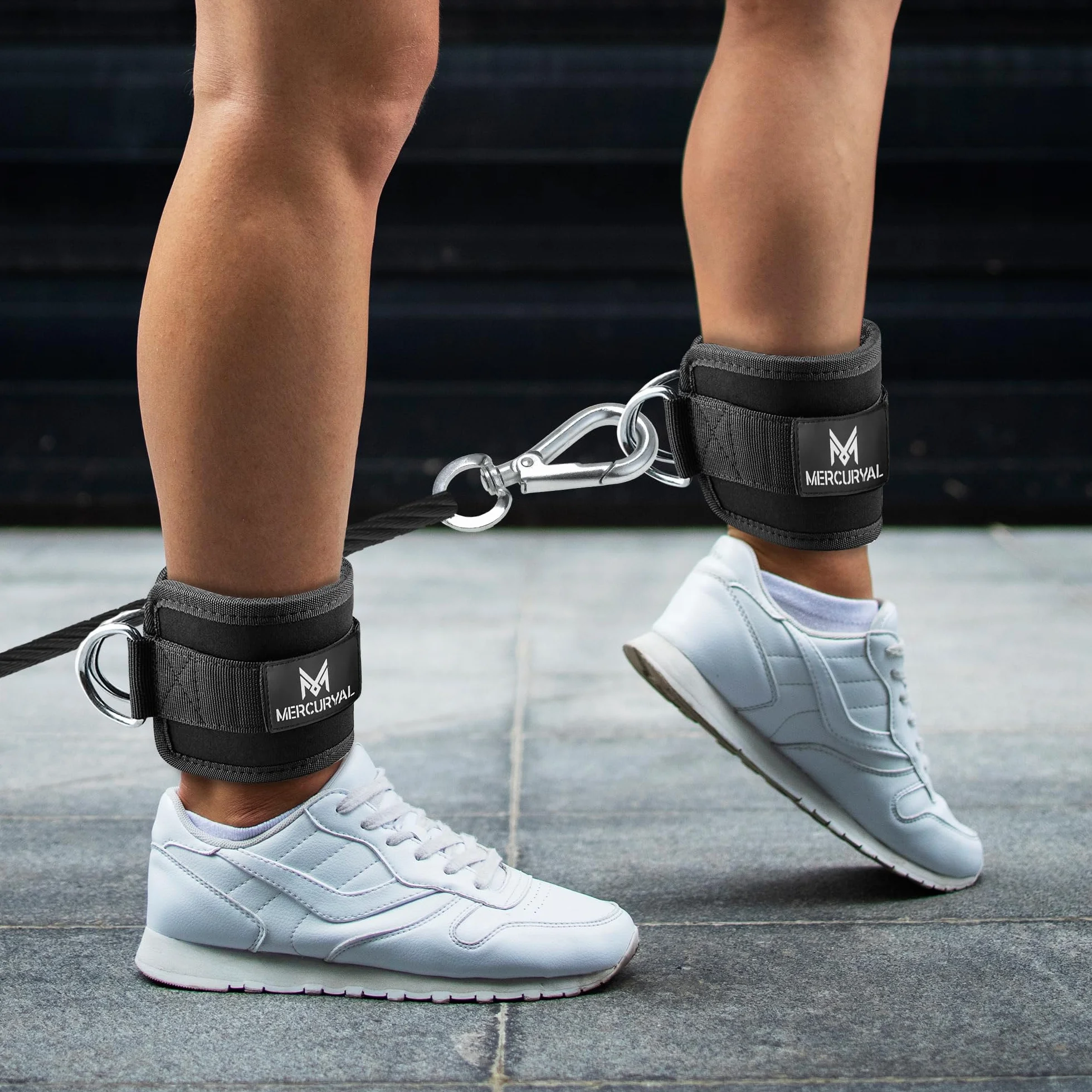 MERCURYAL Pack 2 Kółki na kostki pasowe Siłownia Sportowa Kostka do Kabli Do Maszyn Fitness. Wyściełane Koło Pasowe (Czarny)