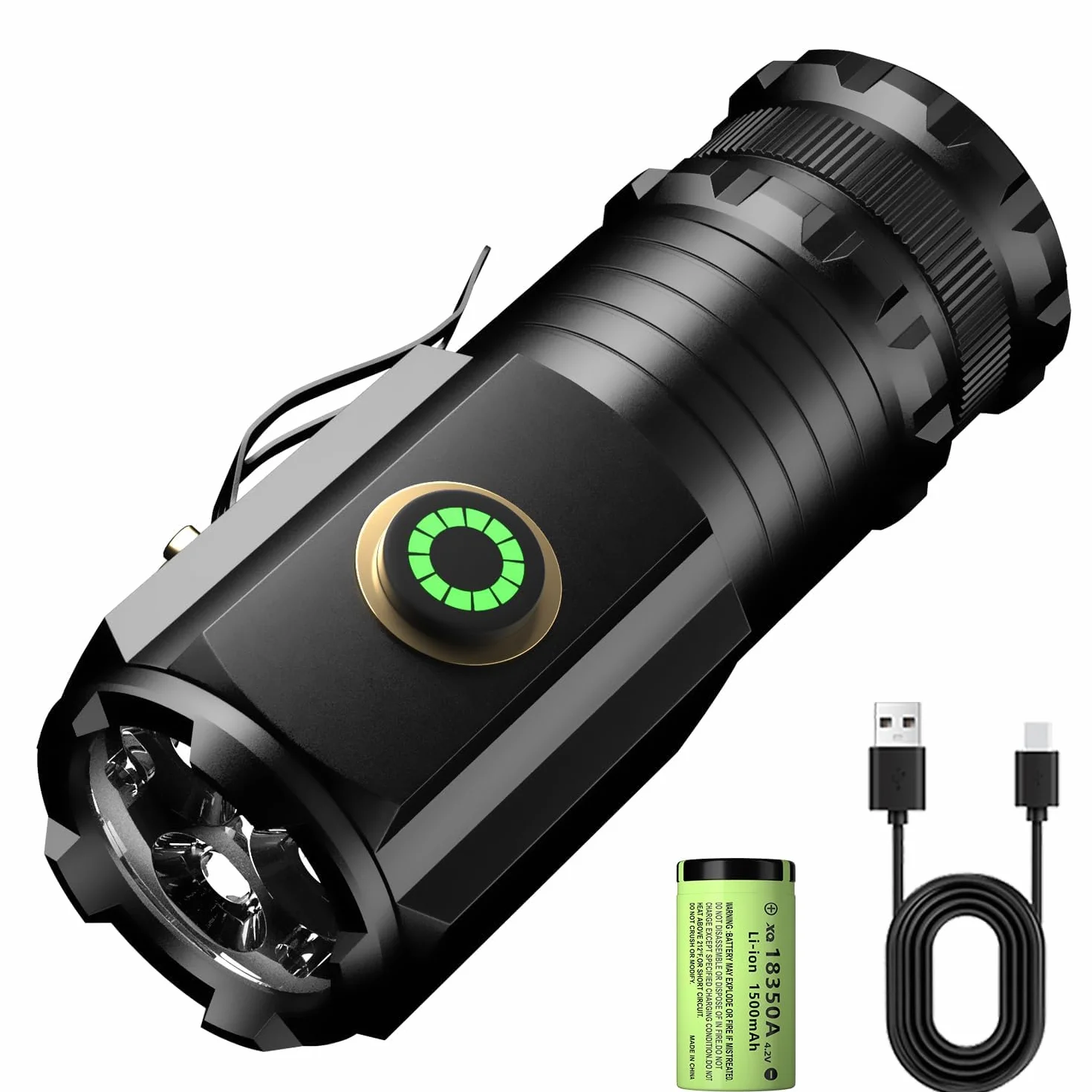 ASORT Latarka LED Taktyczna 5 Trybów 3xP35 Wodoodporna Ładowalna Mini 18350