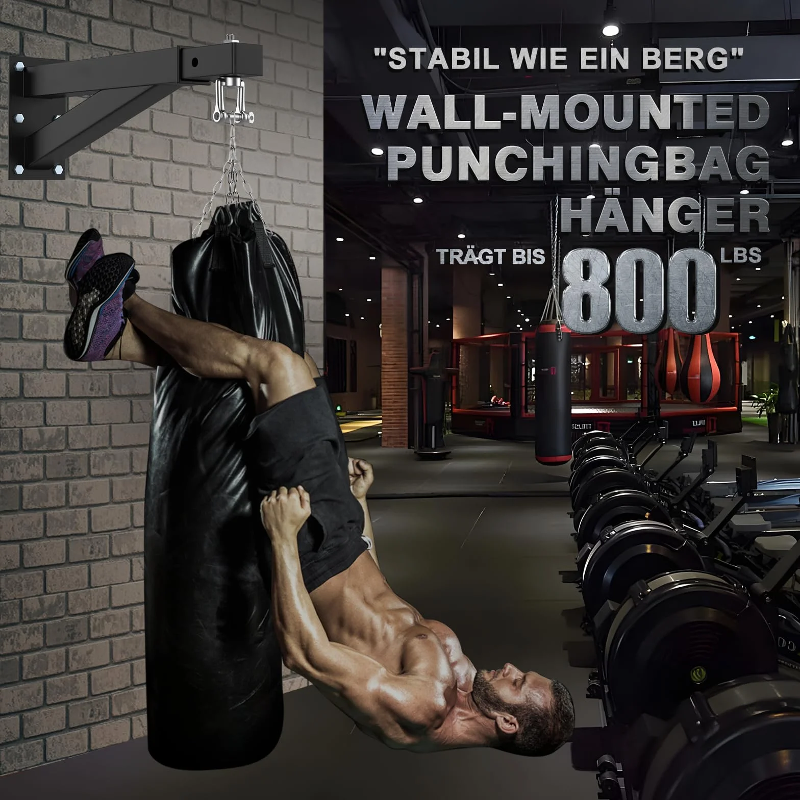 IMAYCC Worek bokserski, uchwyt ścienny do dużych obciążeń, regulowany uchwyt na worek bokserski, stojak do domu lub na siłownię, do worka bokserskiego, Muay Thai Bag, itp