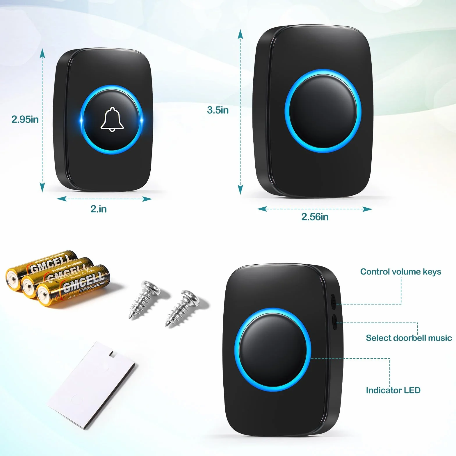 Blendura Bezprzewodowy dzwonek do drzwi IP44 300 m 60 melodii 5 poziomów głośności czarny