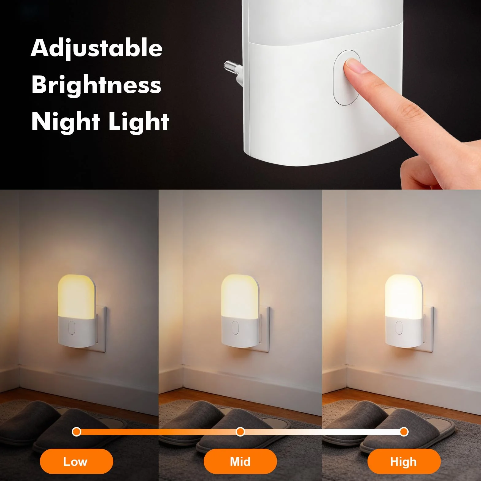 GRIFEMA GD101-1 Lampka nocna dla dzieci 3 poziomy jasności czujnik światła 2700K ciepła biel