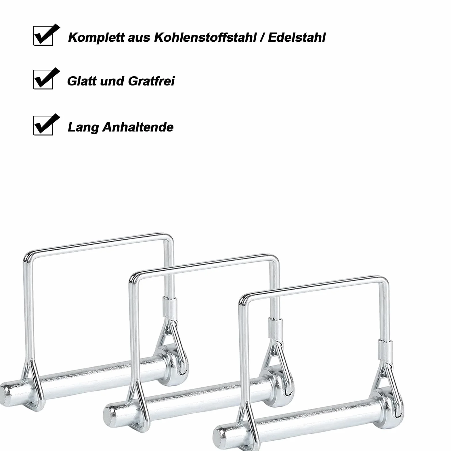 Kołki zabezpieczające 4,5x35 mm 6 sztuk prostokątne sprzęgłowe składane z zatrzaskiem do przyczep