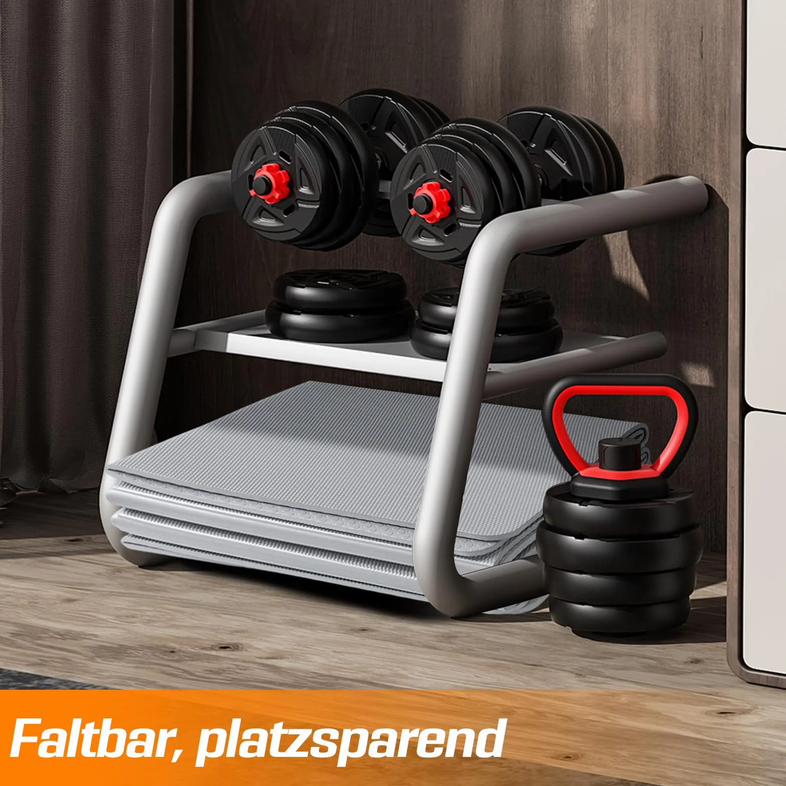 Mata ochronna na podłogę, sprzęt fitness, składana mata do bieżni, 183 x 80 cm, 6 mm, mata treningowa z termoplastycznego elastomeru poliestrowego, antypoślizgowa, neutralna zapachowa, amortyzująca