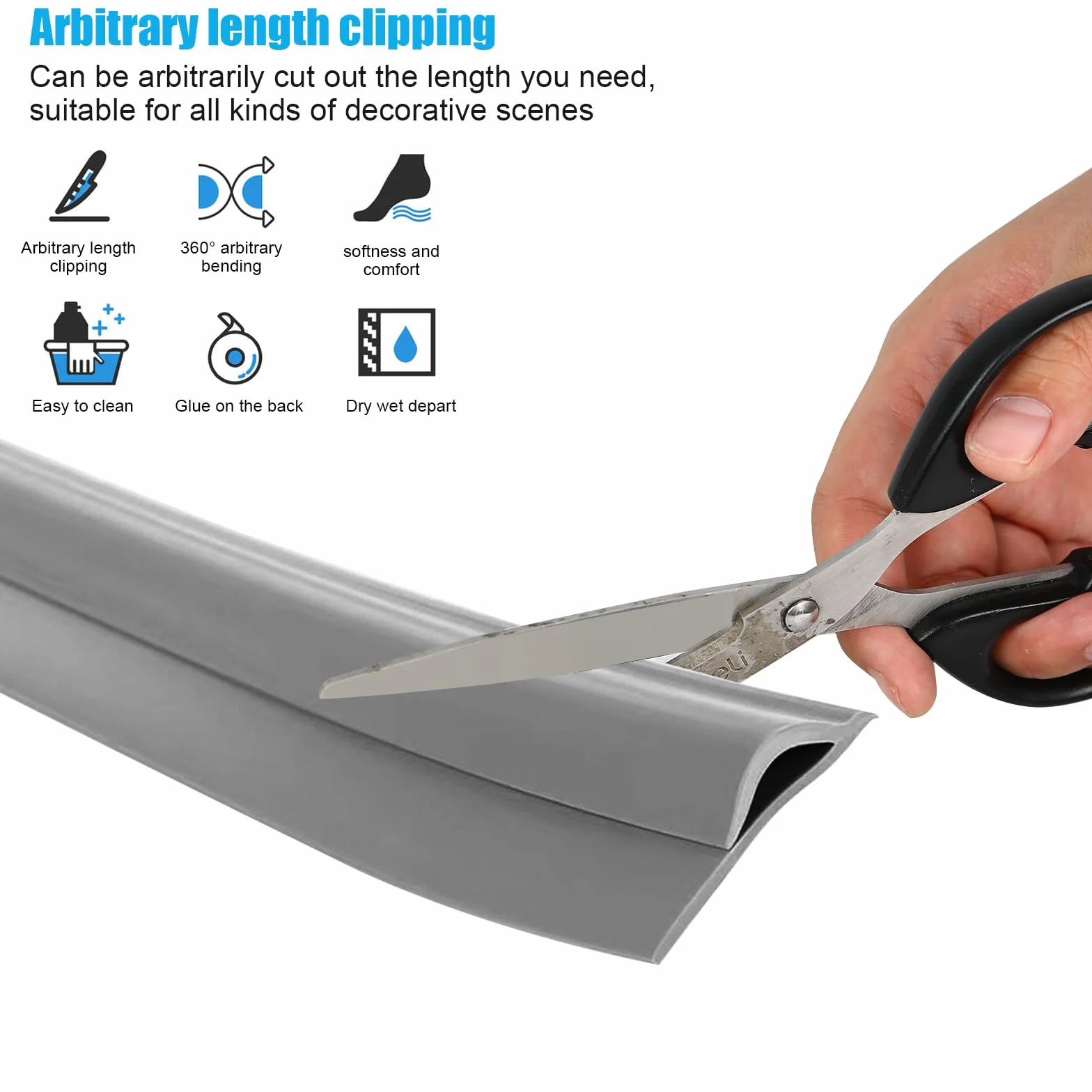 Taśma wykończeniowa do wykładziny dywanowej, samoprzylepna, listwa przejściowa z PCW, uszczelnianie drzwi i podłogi, ciemnoszara, 10 m