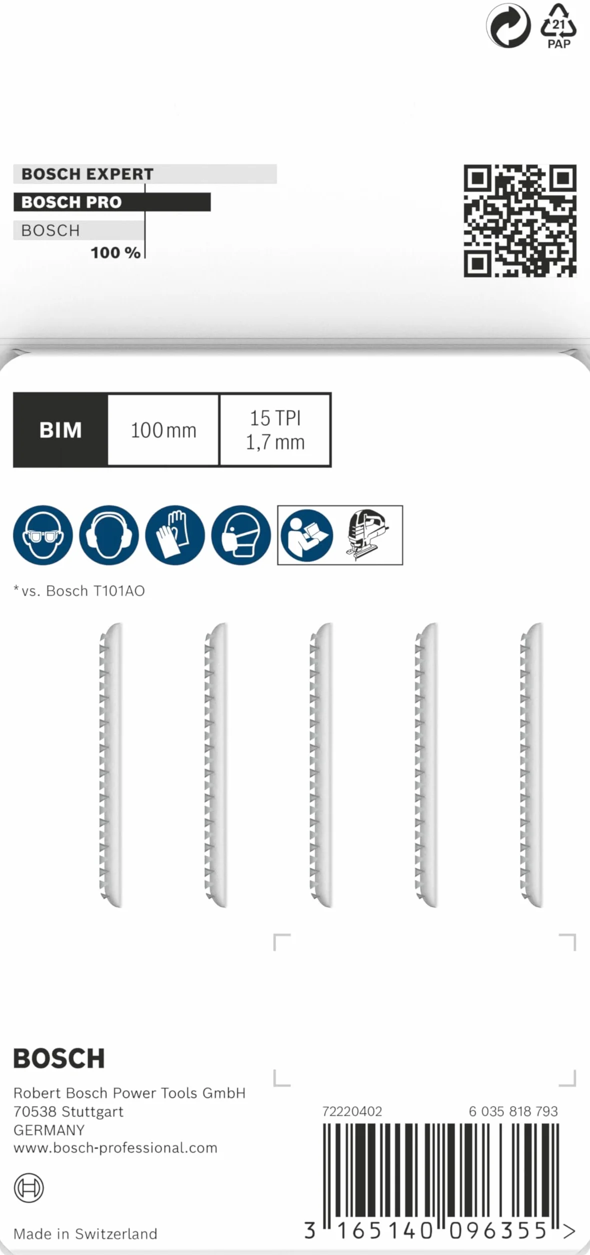 Bosch Brzeszczot do wyrzynarki T101AIF PRO Hardwood clean 100 mm