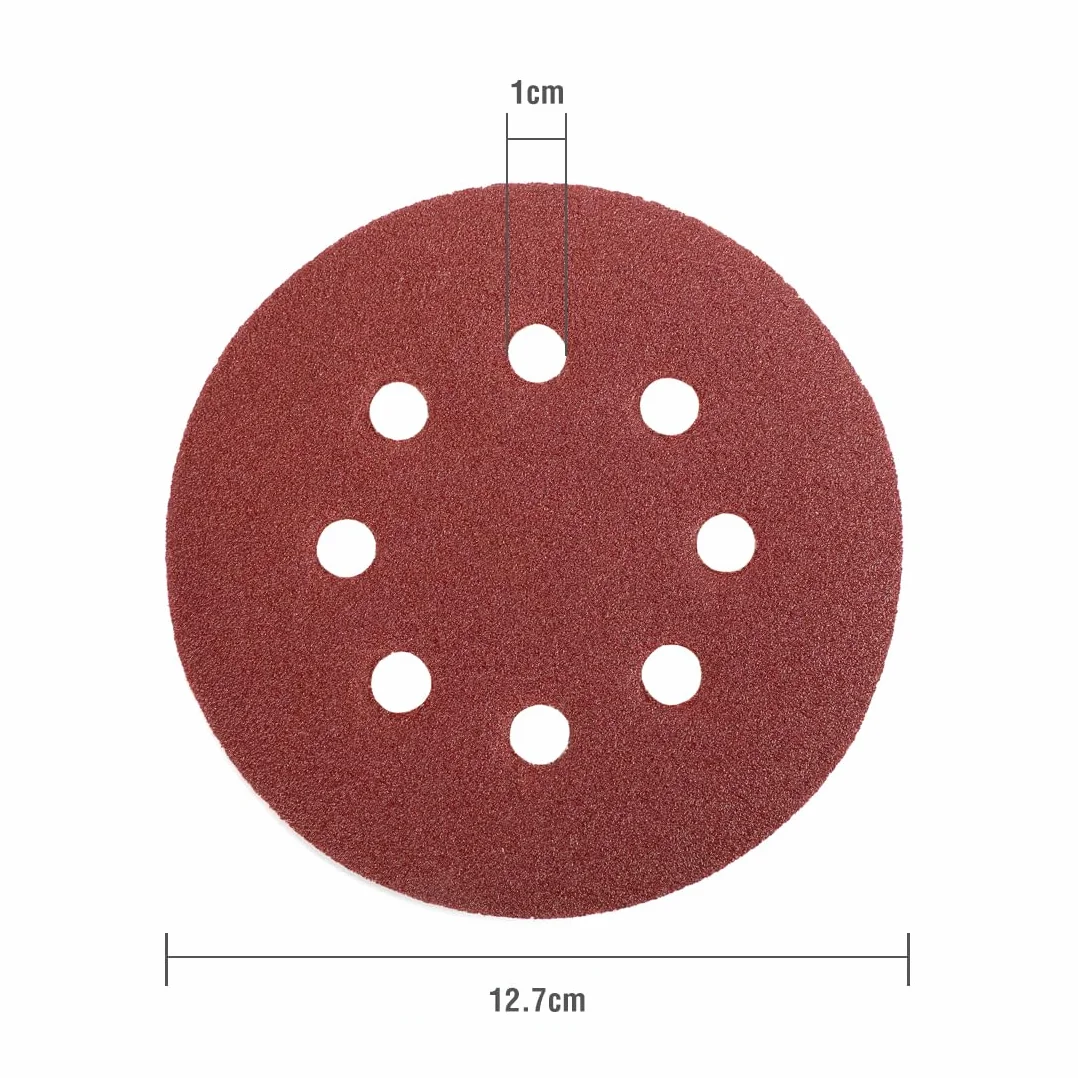 WORKPRO Tarcze szlifierskie 125 mm 150 sztuk 8 otworów ziarno 60-600 do polerowania odrywania wykończenia