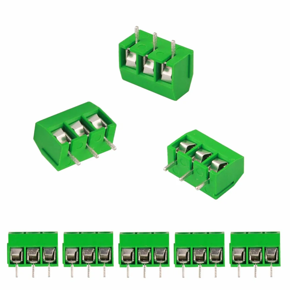 Zestaw 60 sztuk 3-pinowych złączy śrubowych PCB 5,08 mm zielony 10A 300V