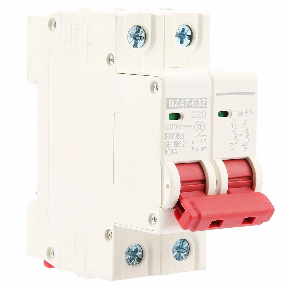 Wyłącznik nadmiarowoprądowy DZ47-63Z-2P DC 500V 20A 6kA 2P Fotowoltaika