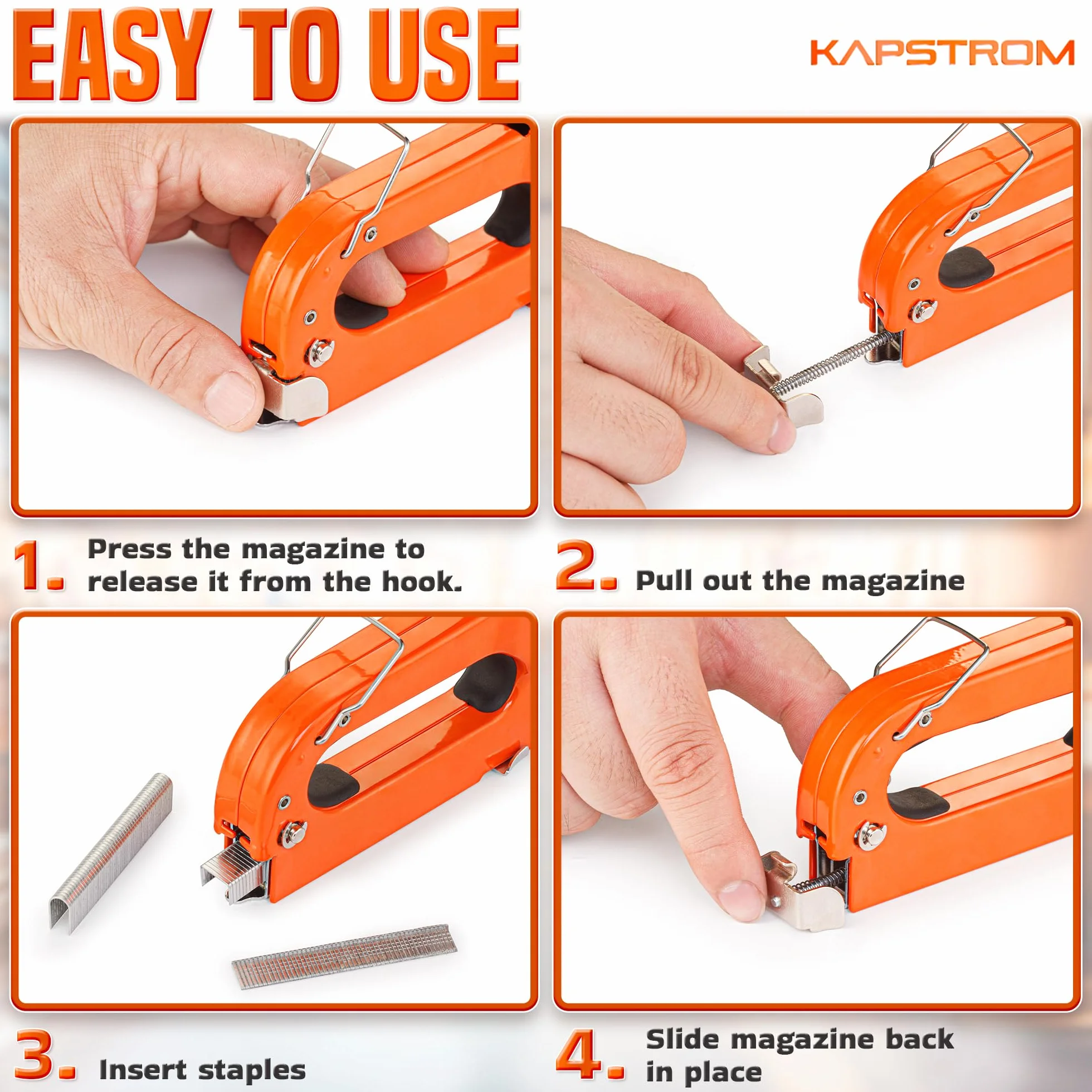 5-in-1 Heavy-Duty Staple Gun Set with 1500 Staples for Woodworking Upholstery Crafts