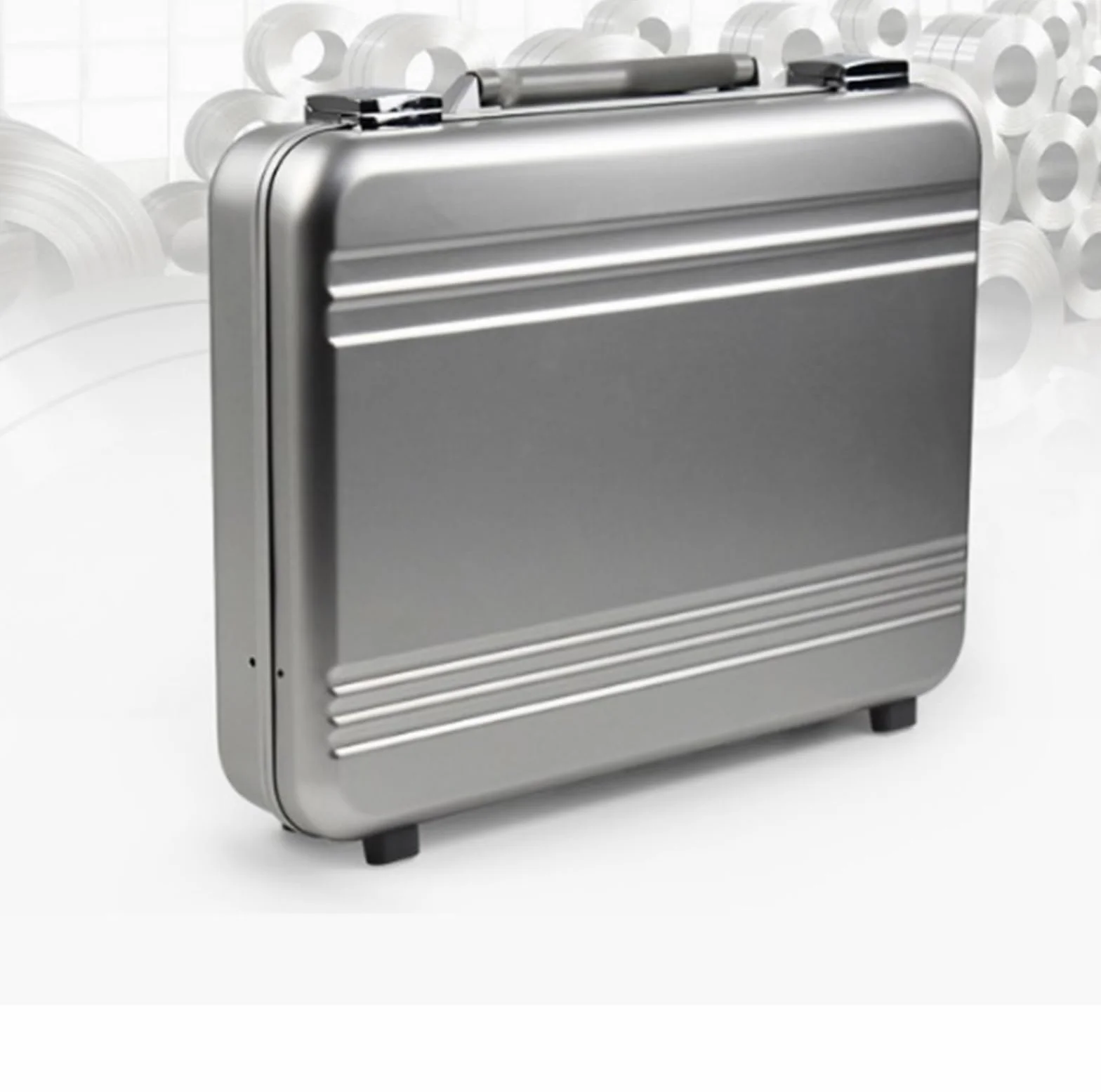 Walizka ze stopu aluminium przenośny sejf skrzynka na instrumenty srebrny 370x270x100 mm